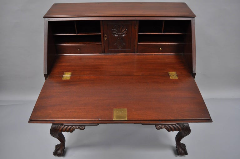 19th C Chippendale Style Mahogany Block Front Shell Carved
