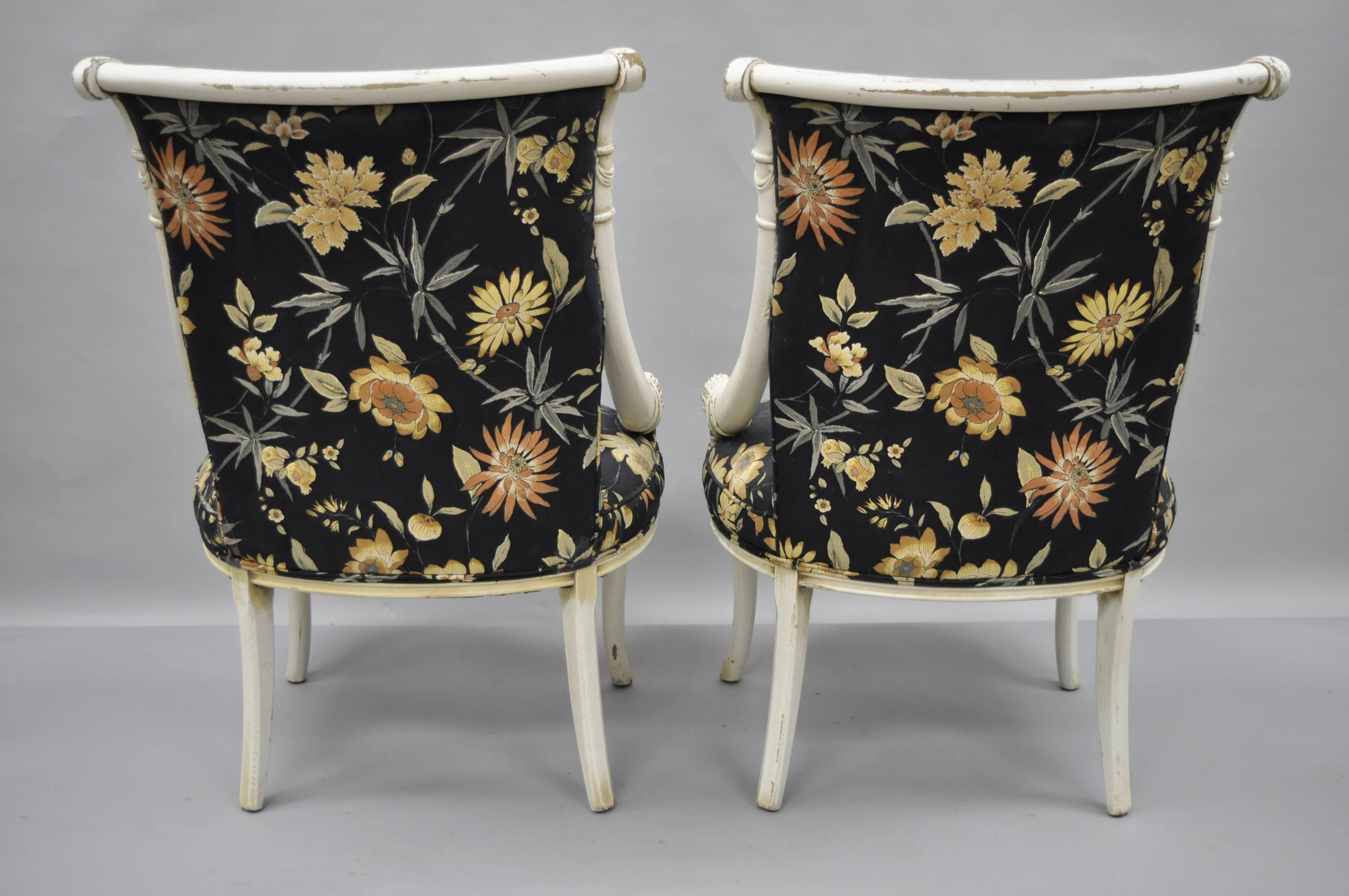 Mid-20th Century Pair of French Hollywood Regency Carved Cornucopia Chairs after Grosfeld House For Sale