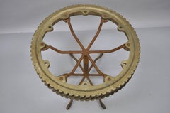 Brutalist Bronze Elevator Worm Gear Coffee Side Table on Iron Spider Leg Base