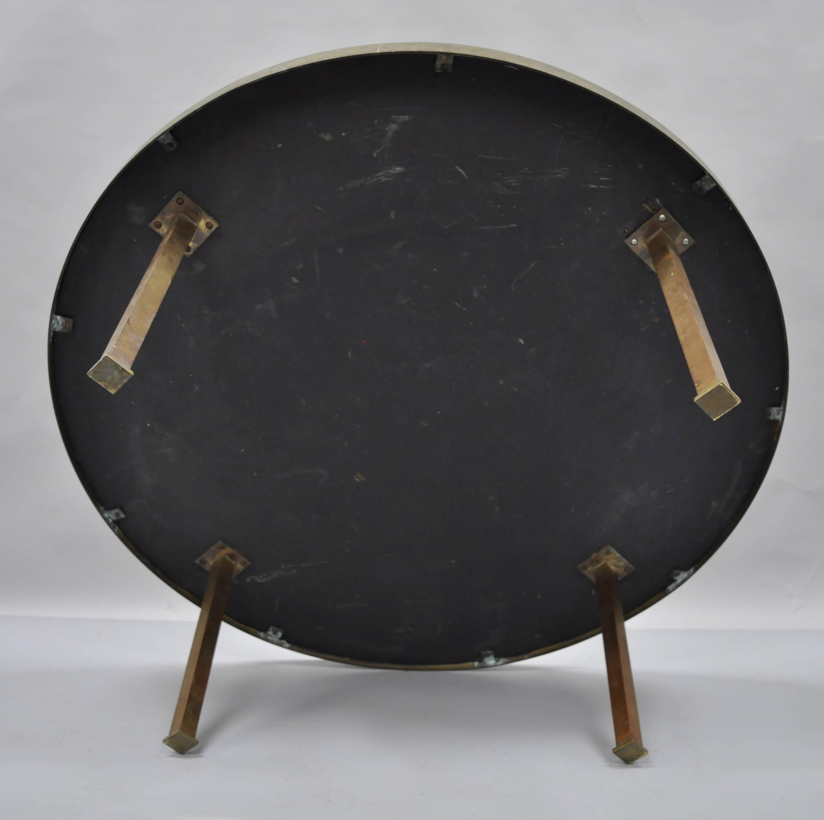 Mid Century Modern Tile Top Bronze Base Round Coffee Table after Roger Capron 1