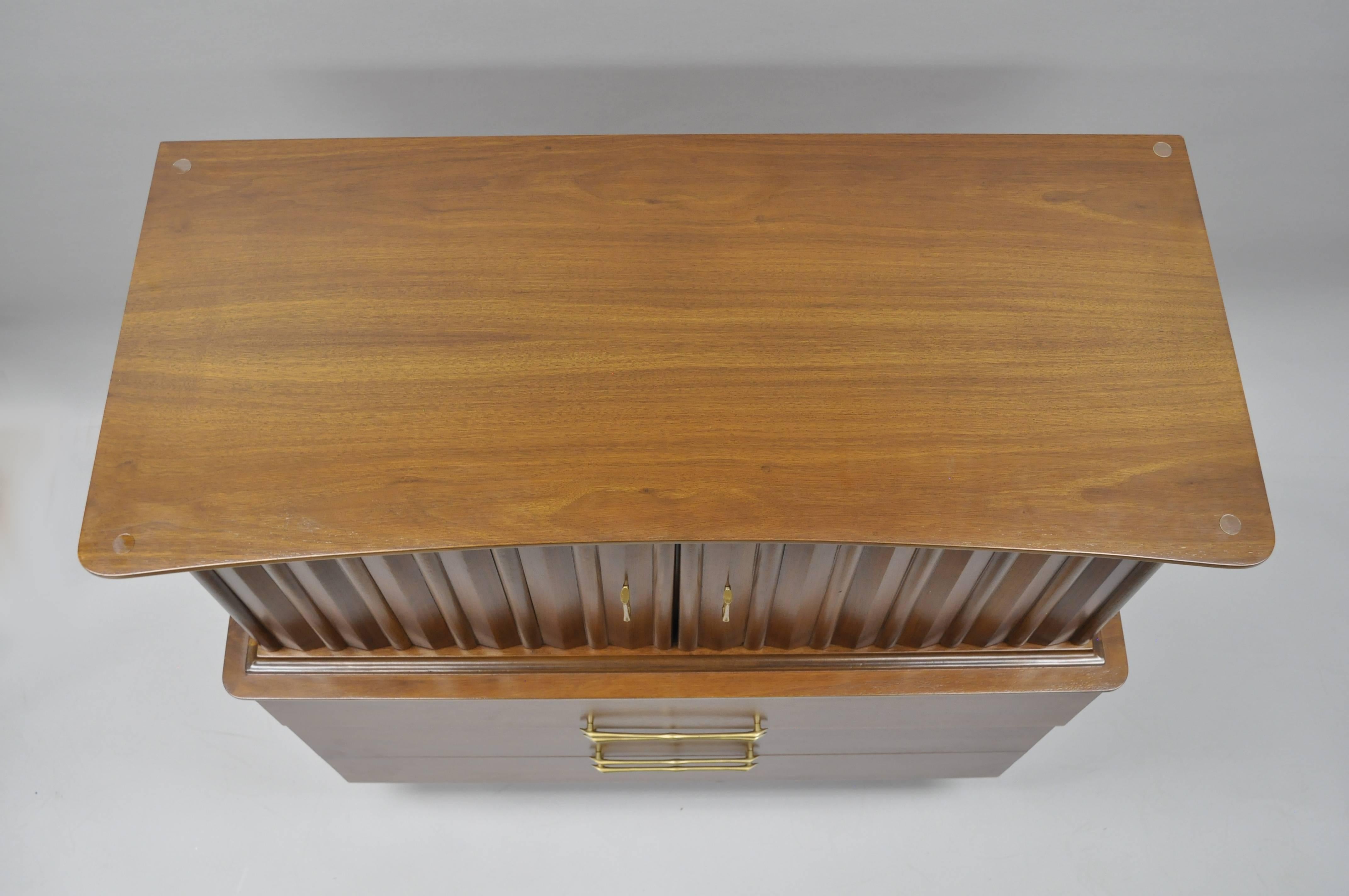 Mid-Century Modern Mid Century Modern Danish Walnut Curved Top Gentleman Tall Chest Dresser Cabinet