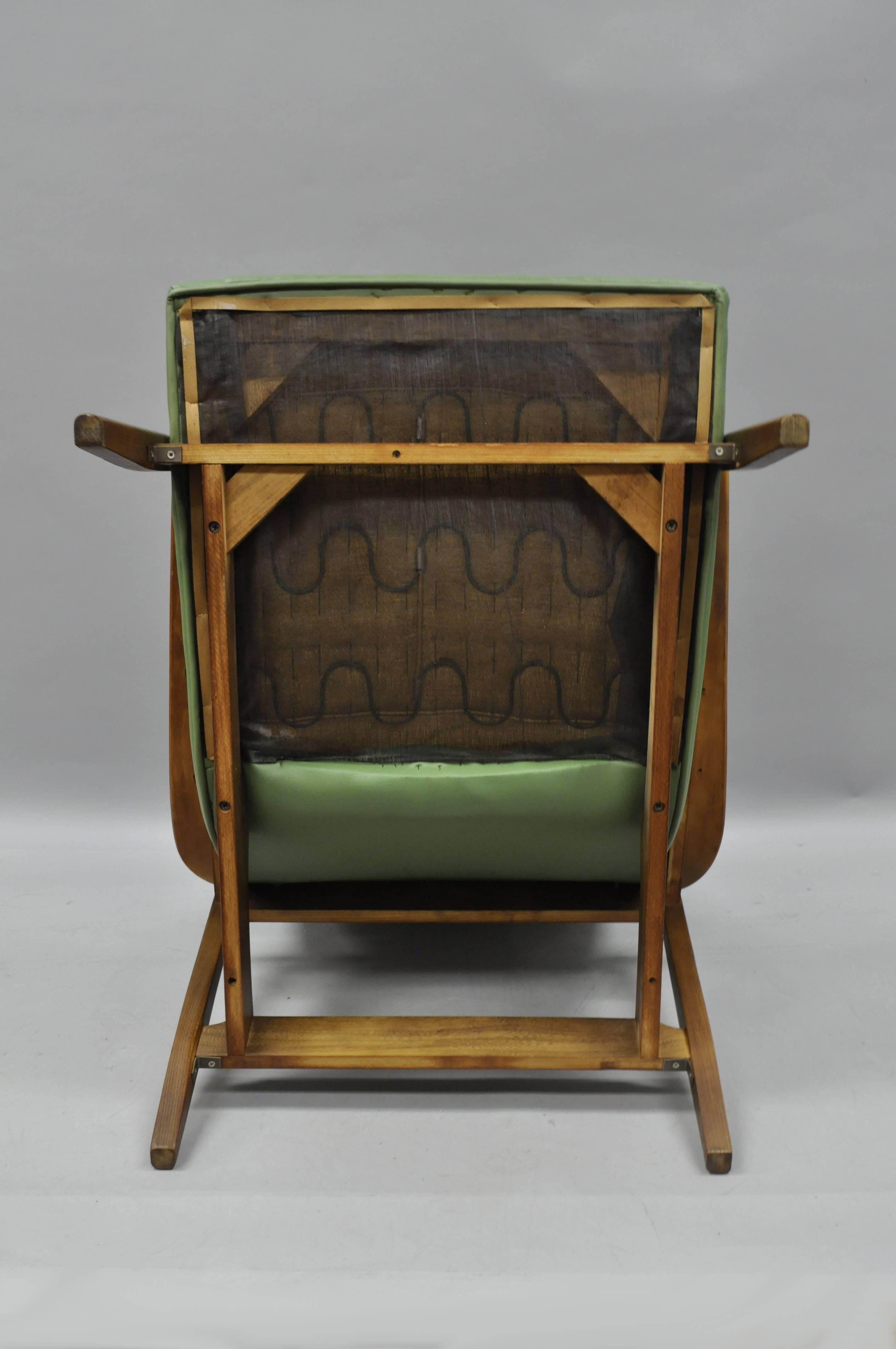 Mid-20th Century Mid Century Modern Milo Baughman Style Walnut Tall Back Lounge Chair and Ottoman