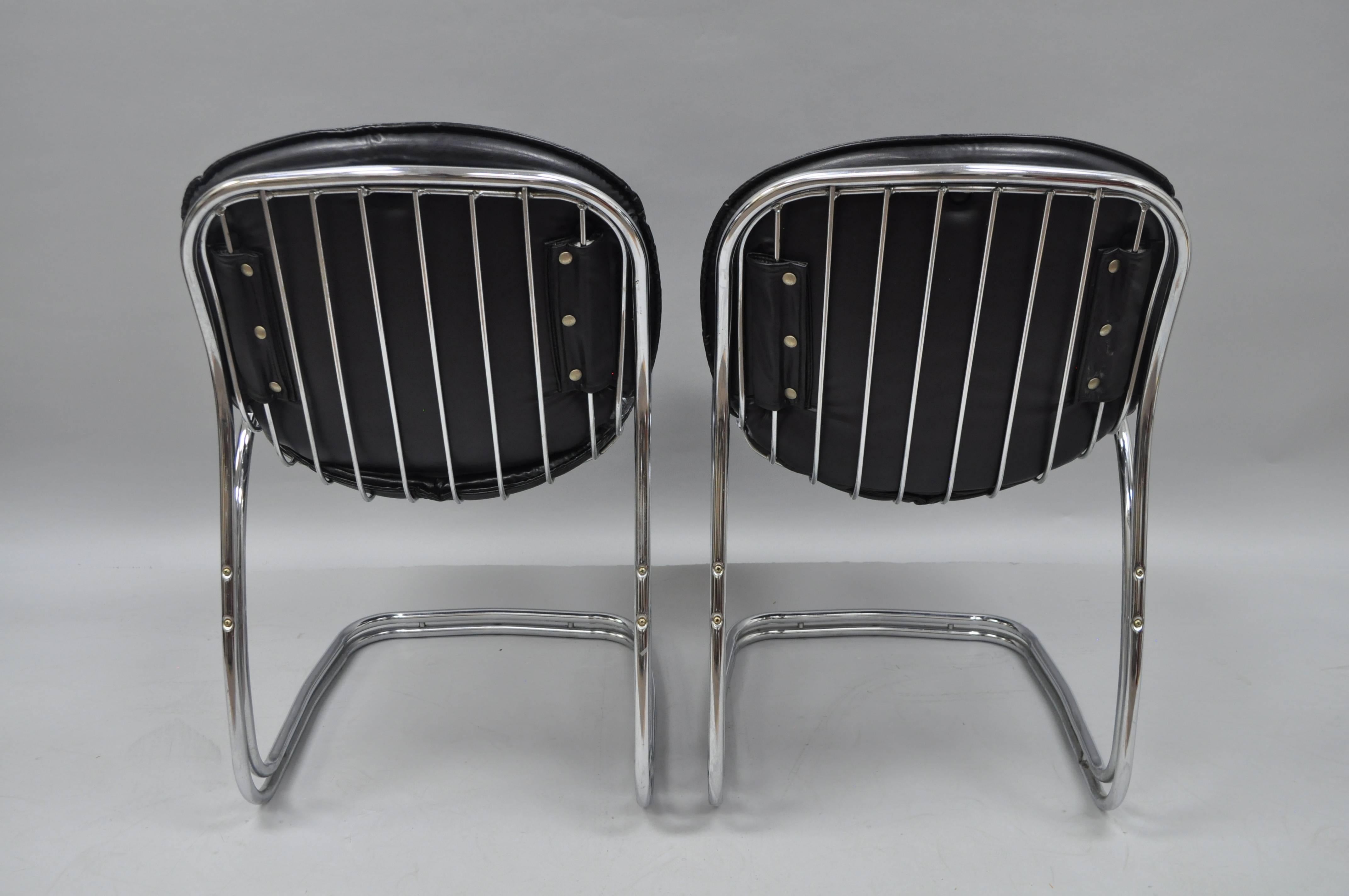 Italian 4 Chrome Mid Century Modern Sabrina Dining Chairs Attr. to Gastone Rinaldi RIMA