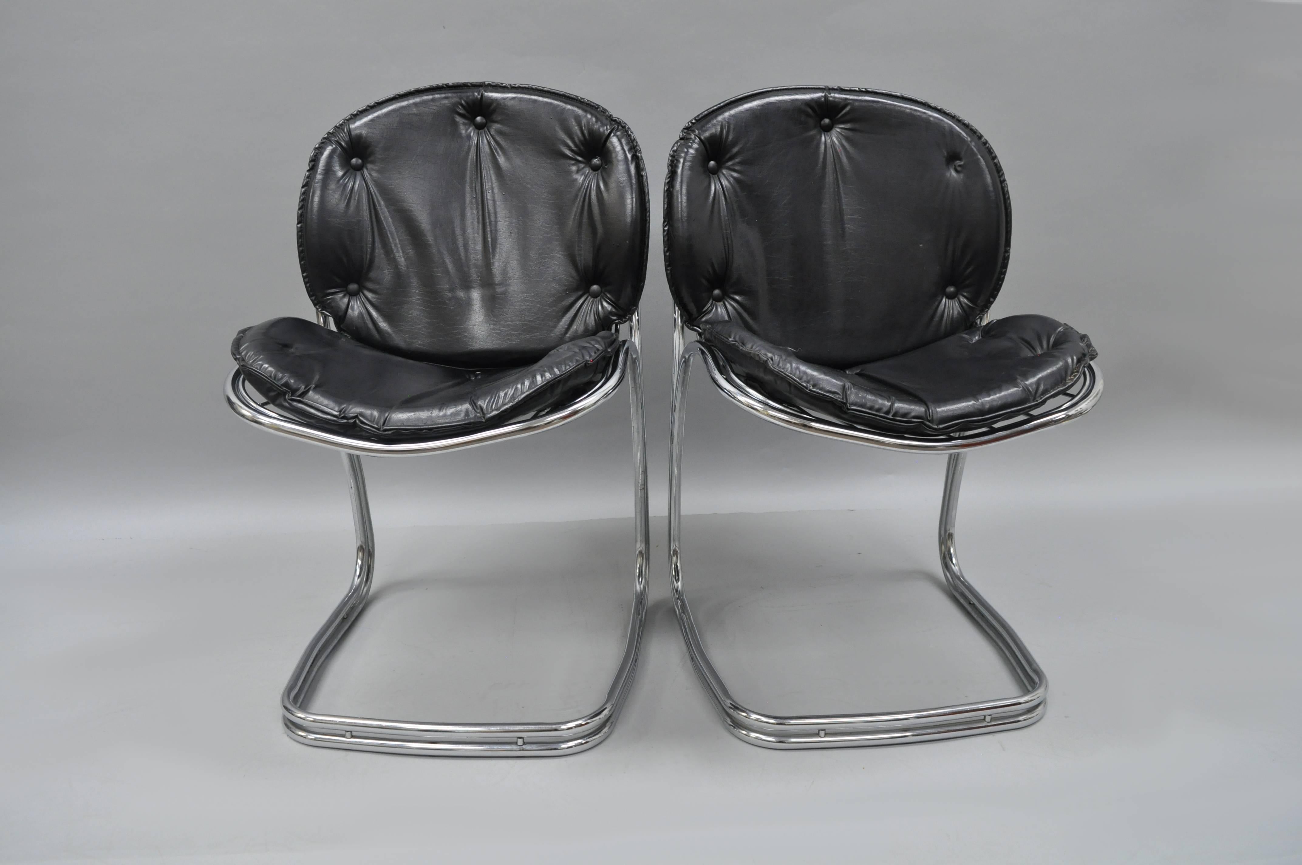 4 Chrome Mid Century Modern Sabrina Dining Chairs Attr. to Gastone Rinaldi RIMA 1