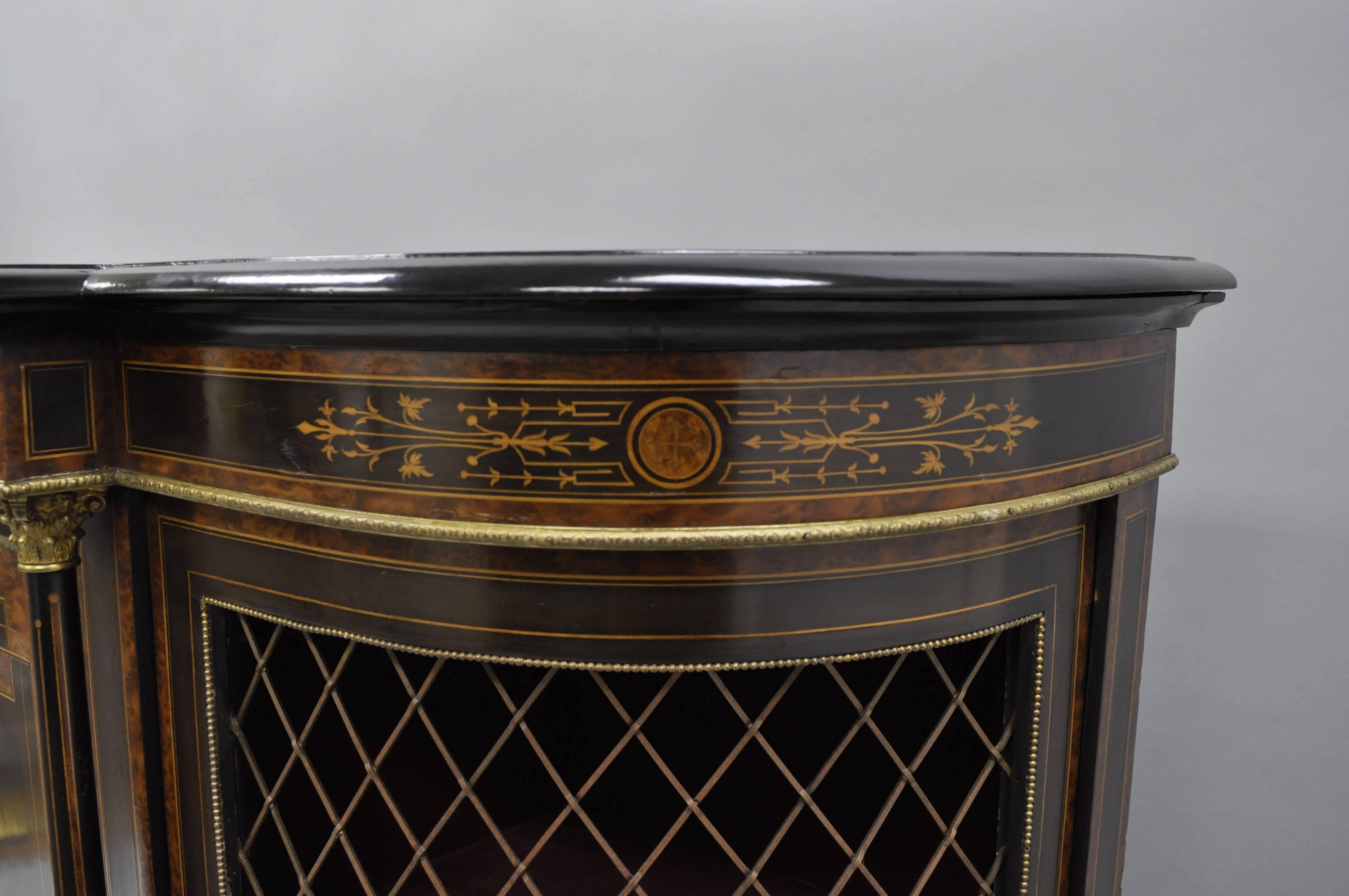 19th C. French Napoleon III Ebonized Brass Boulle Inlay Sideboard Buffet Cabinet 3