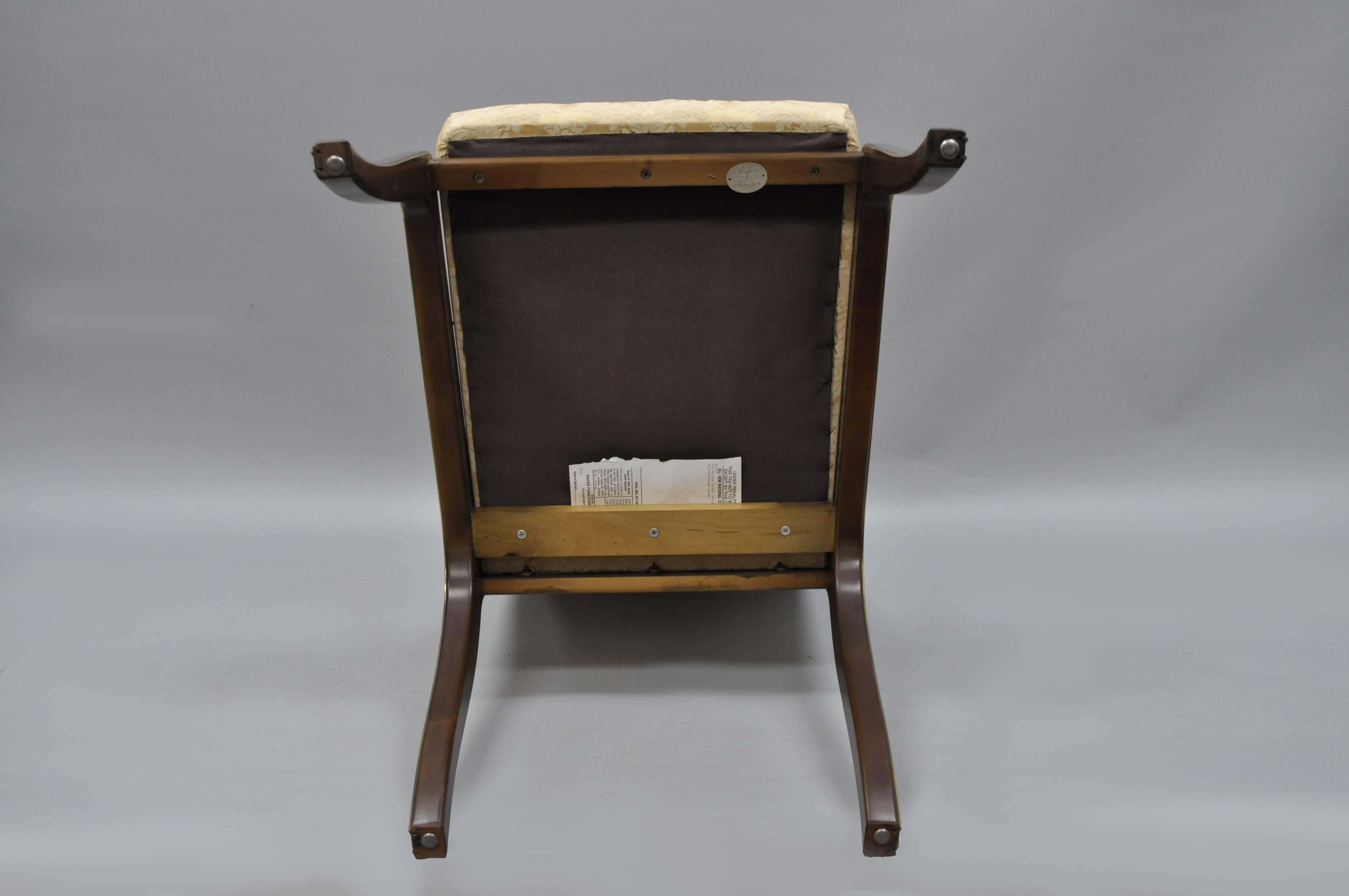 Paire de chaises de salle à manger tapissées de laiton incrusté William Doezema pour Baker Mastercraft en vente 2