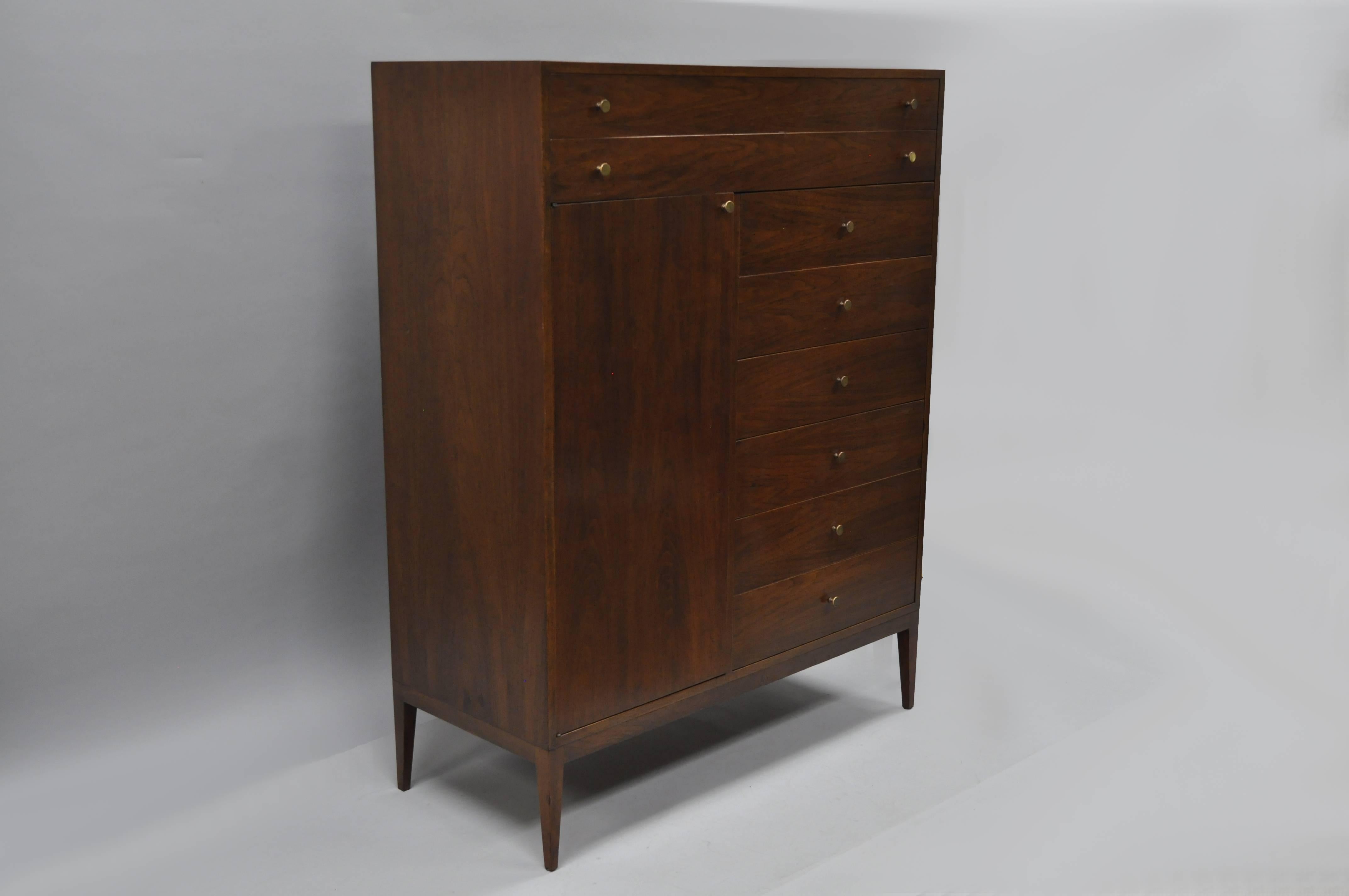 Paul McCobb Style Walnut Gentleman's Tall Chest Dresser Mid-Century Modern 4