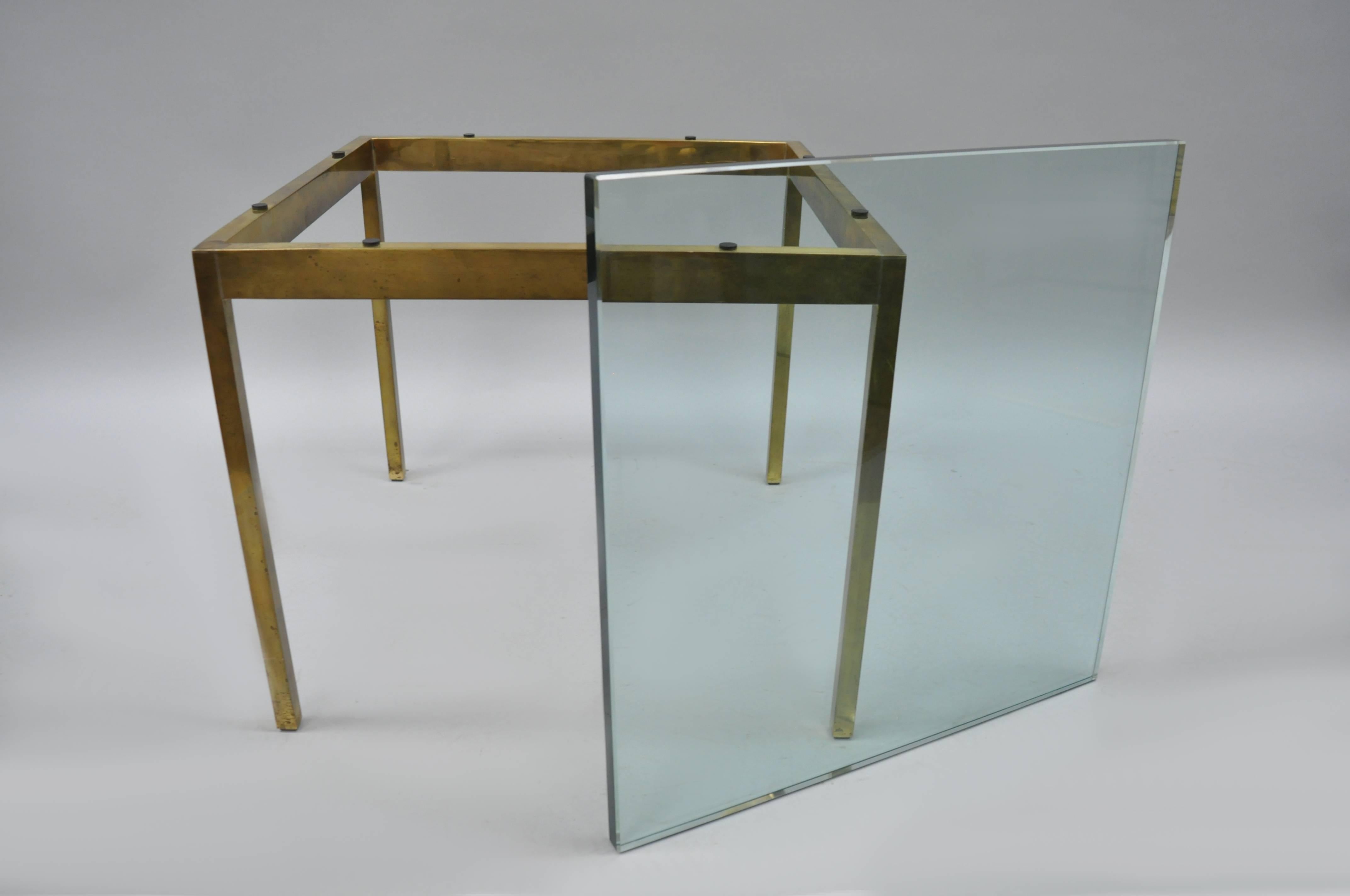 Burnished Brass Bronze Square Mid Century Modern Side Table by Scope Furniture For Sale 1