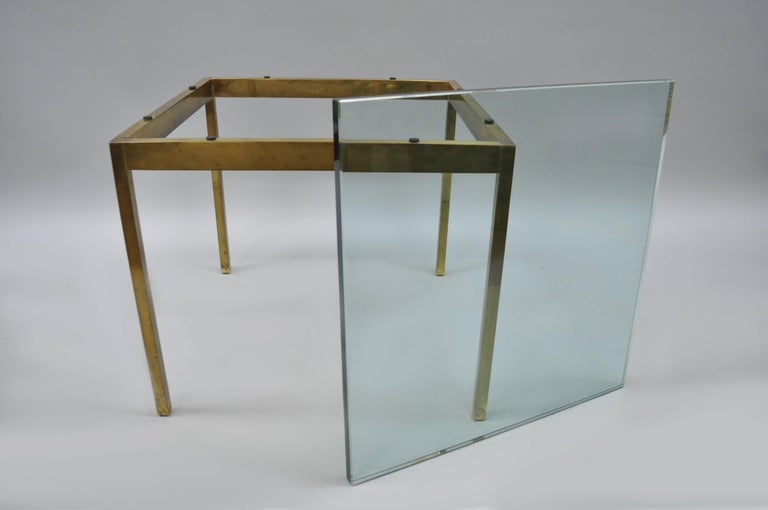 Burnished Brass Bronze Finish Square Lamp Side Table by Scope Furniture