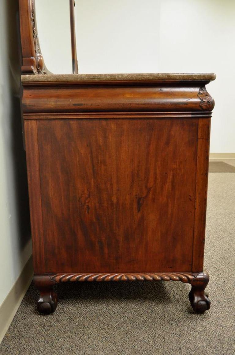 Victorian Marble Top Carved Gany Ball And Claw Foot Dresser Victorian Marble Top Carved Gany Ball And Claw Foot Dresser Mirror For 5