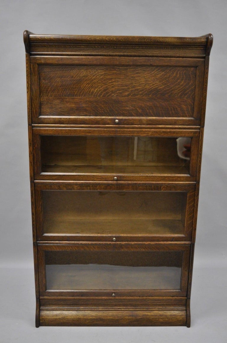 Humphrey Widman Four Section Tiger Oak Barrister Lawyers Stacking Humphrey Widman Four Section Tiger Oak Barrister Lawyers Stacking Bookcase For Sale 4 - Humphrey Widman Four Section Tiger Oak Barrister Lawyers Stacking