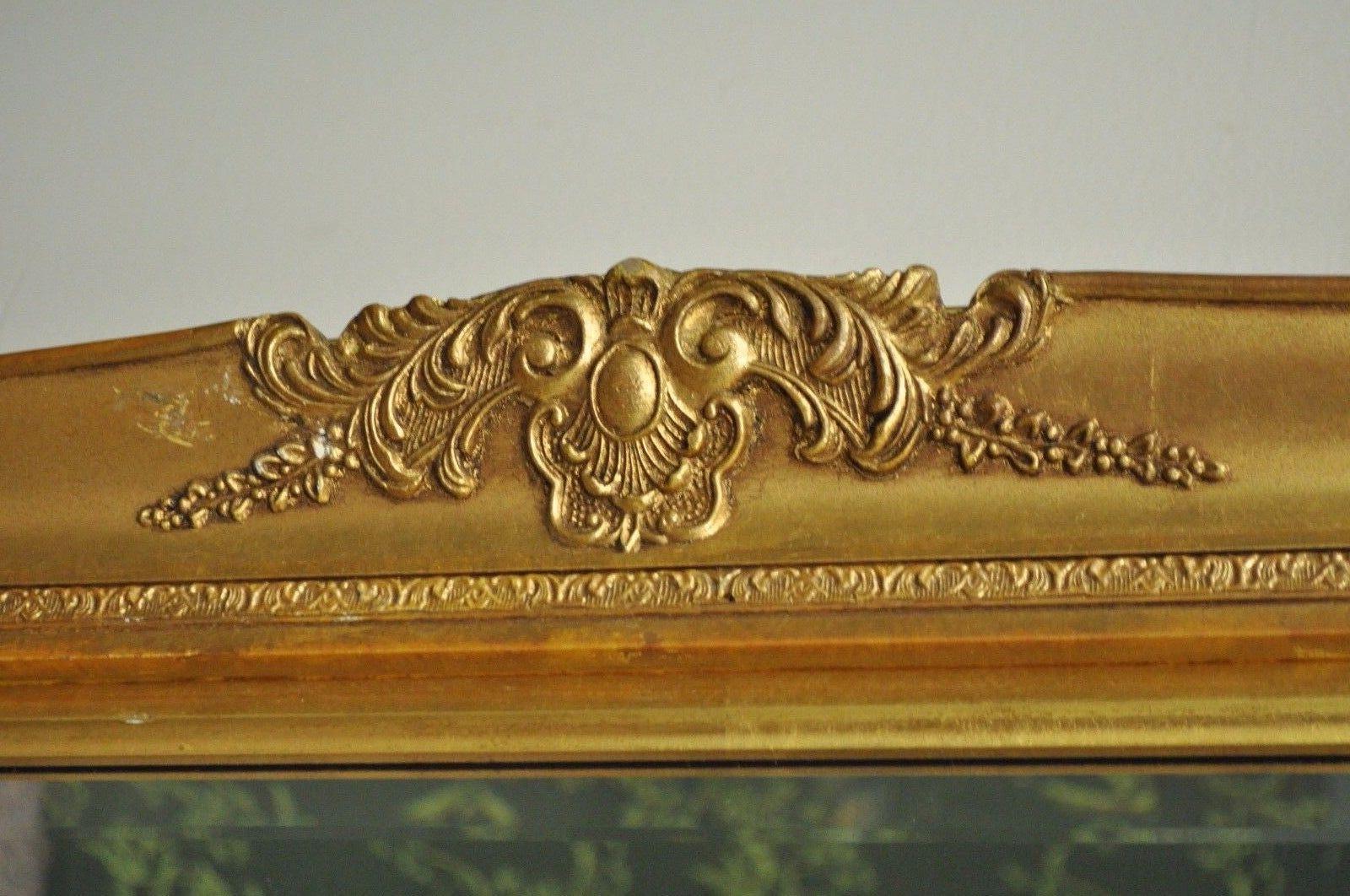 American Vintage Hollywood Regency Gold French Style Bevelled Glass Sofa Mirror