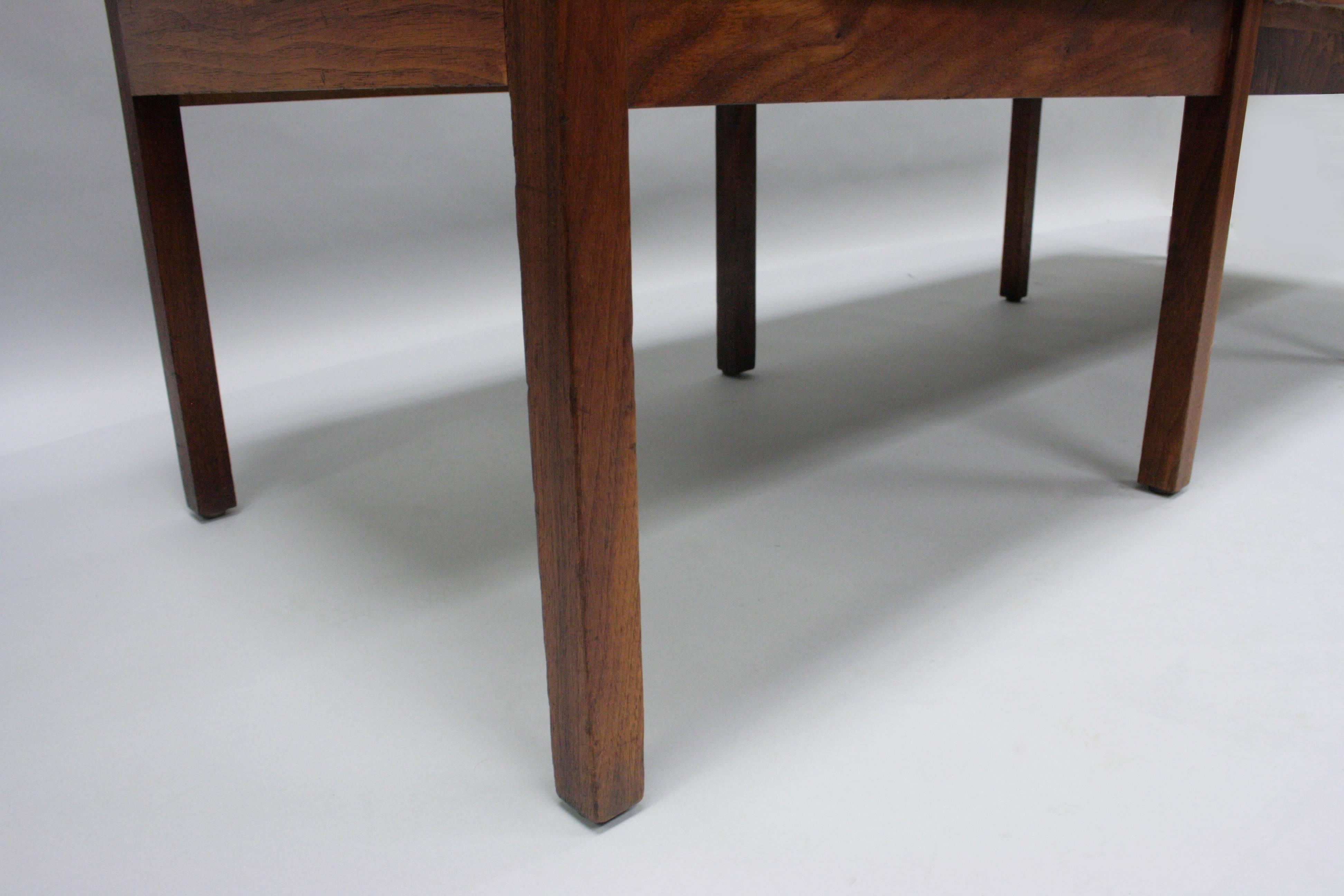 Three-Seat Mid-Century Danish Modern Teak Wood Long Bench Hair on Hide Leather In Good Condition In Philadelphia, PA