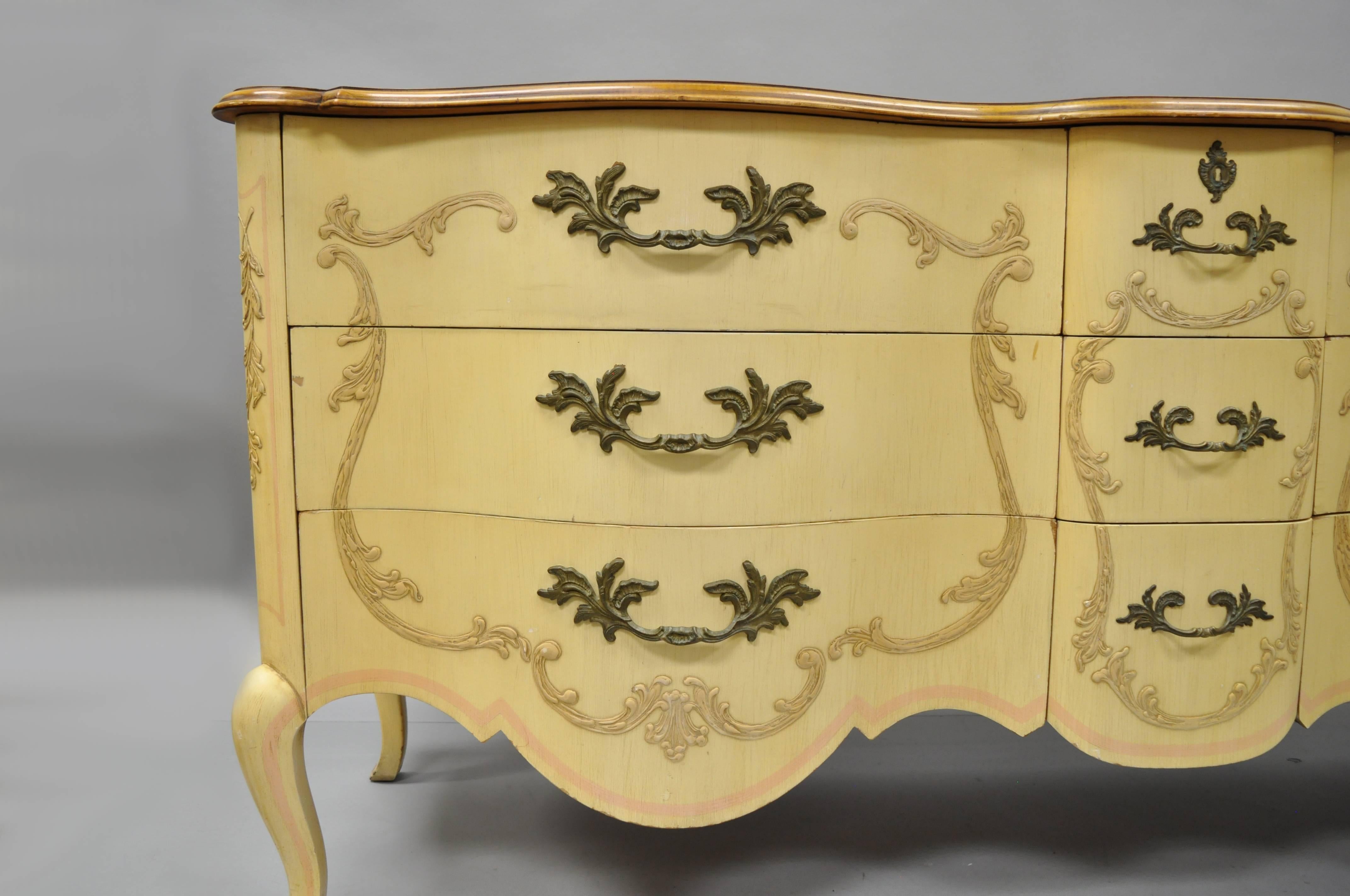 French Provincial Louis XV Style Cherry Long Dresser Credenza by John Widdicomb 1