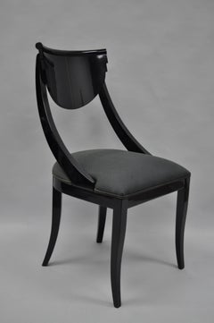 Maitland Smith Black Lacquer & Gold Regency Carlton House Style Desk and Chair