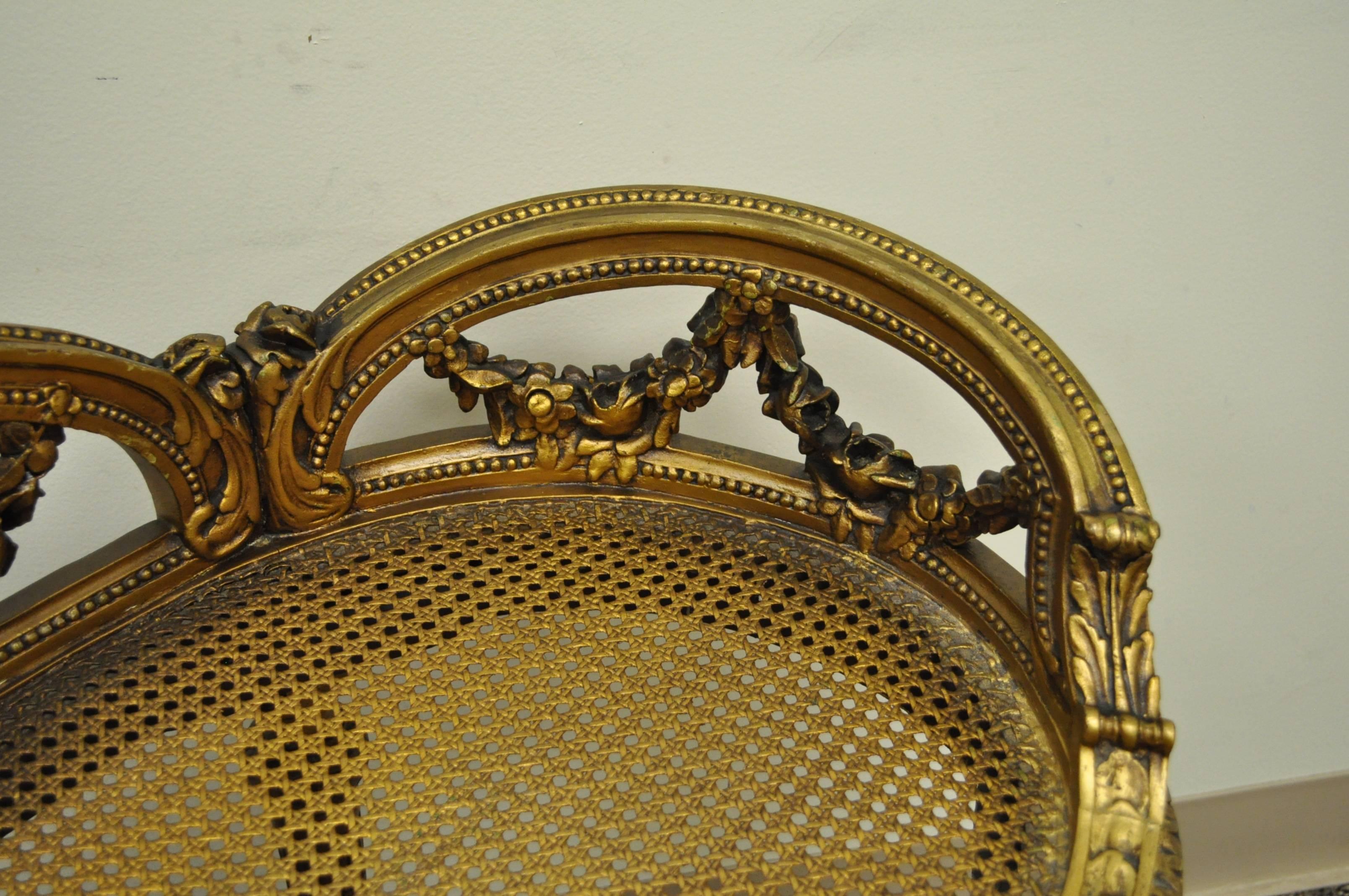 Gilt Early 20th C. French Louis XVI Victorian Style Kidney Shape Gold Vanity Bench