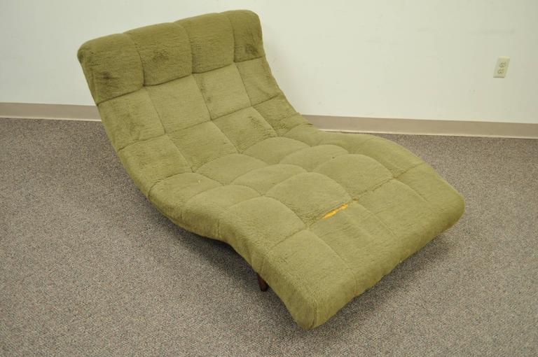 Mid Century Modern Double Wide Green, Double Chaise Lounge Leather