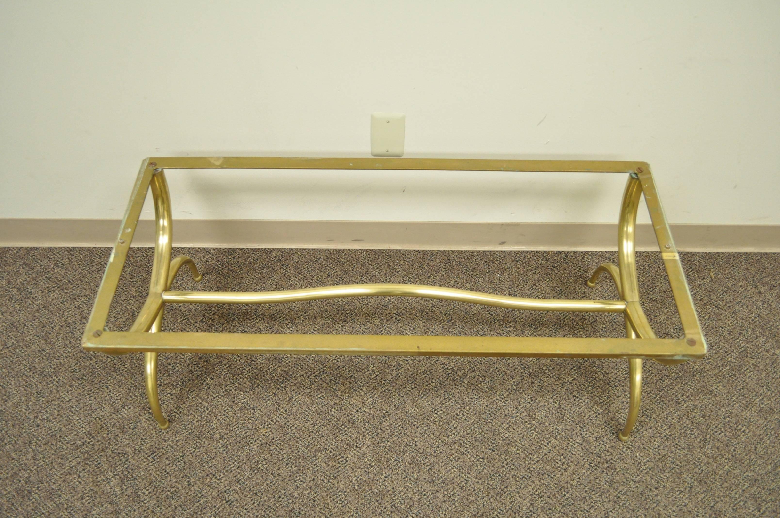 20th Century Sculptural Italian Brass & Marble Coffee Table after Gio Ponti