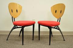 Set of 4 Steel & Maple Memphis Style Dining Chairs by Nia - Made in Israel