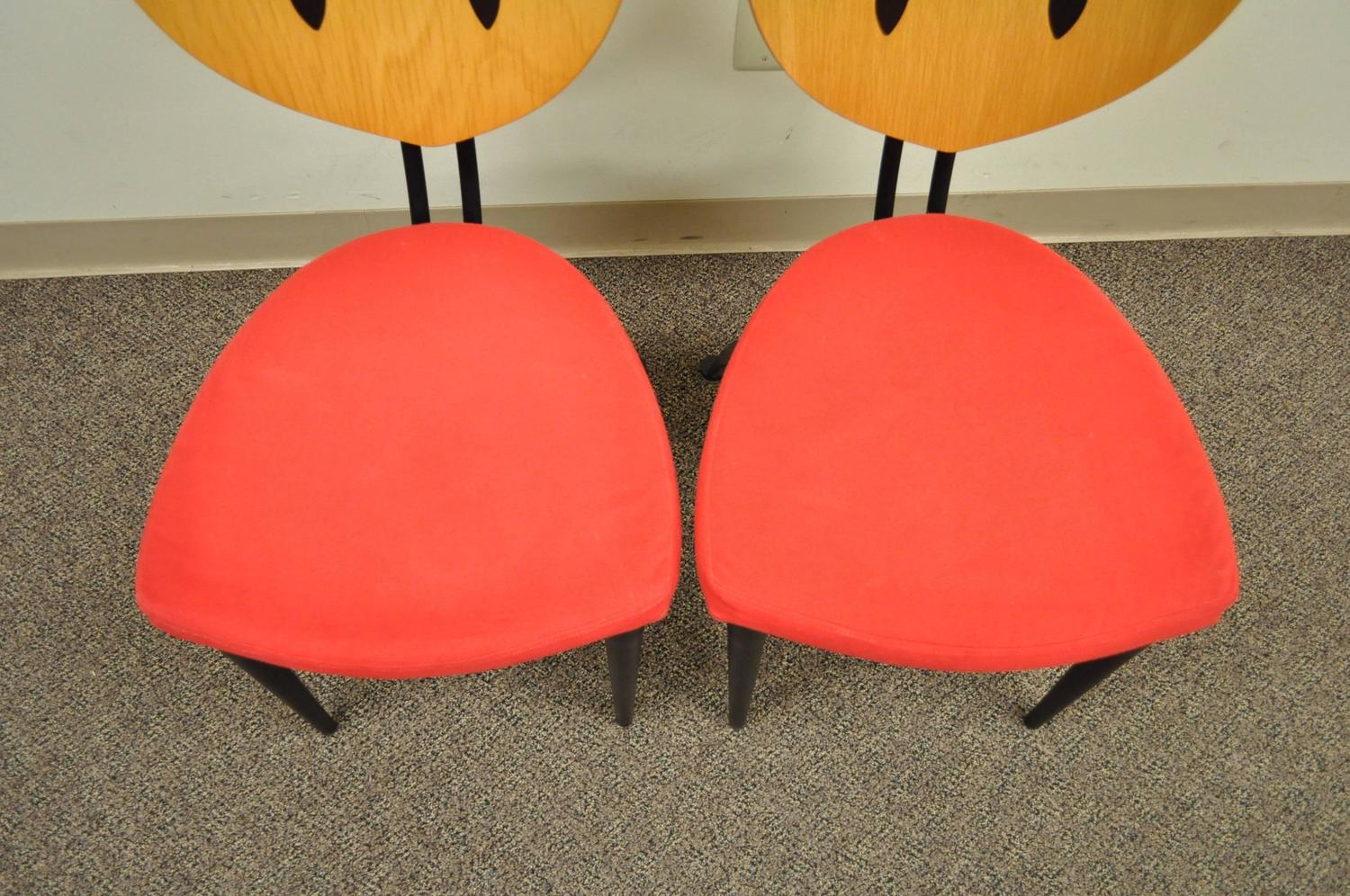 Set of 4 Steel and Maple Memphis Style Dining Chairs by Nia Made in