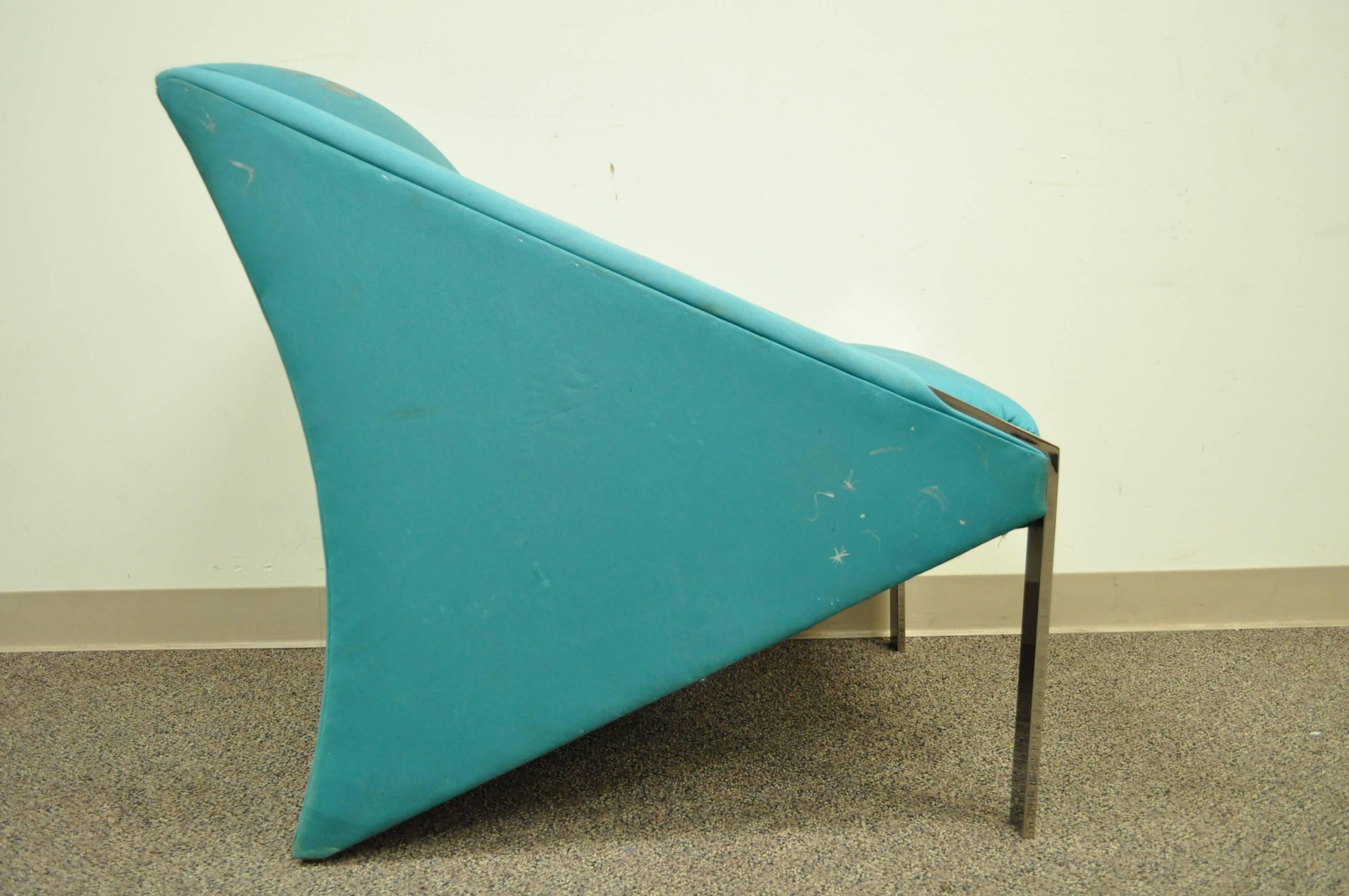 Mid-Century Modern Mid Century Modern Tom Prangley for Directional Chrome Delta Club Lounge Chair 