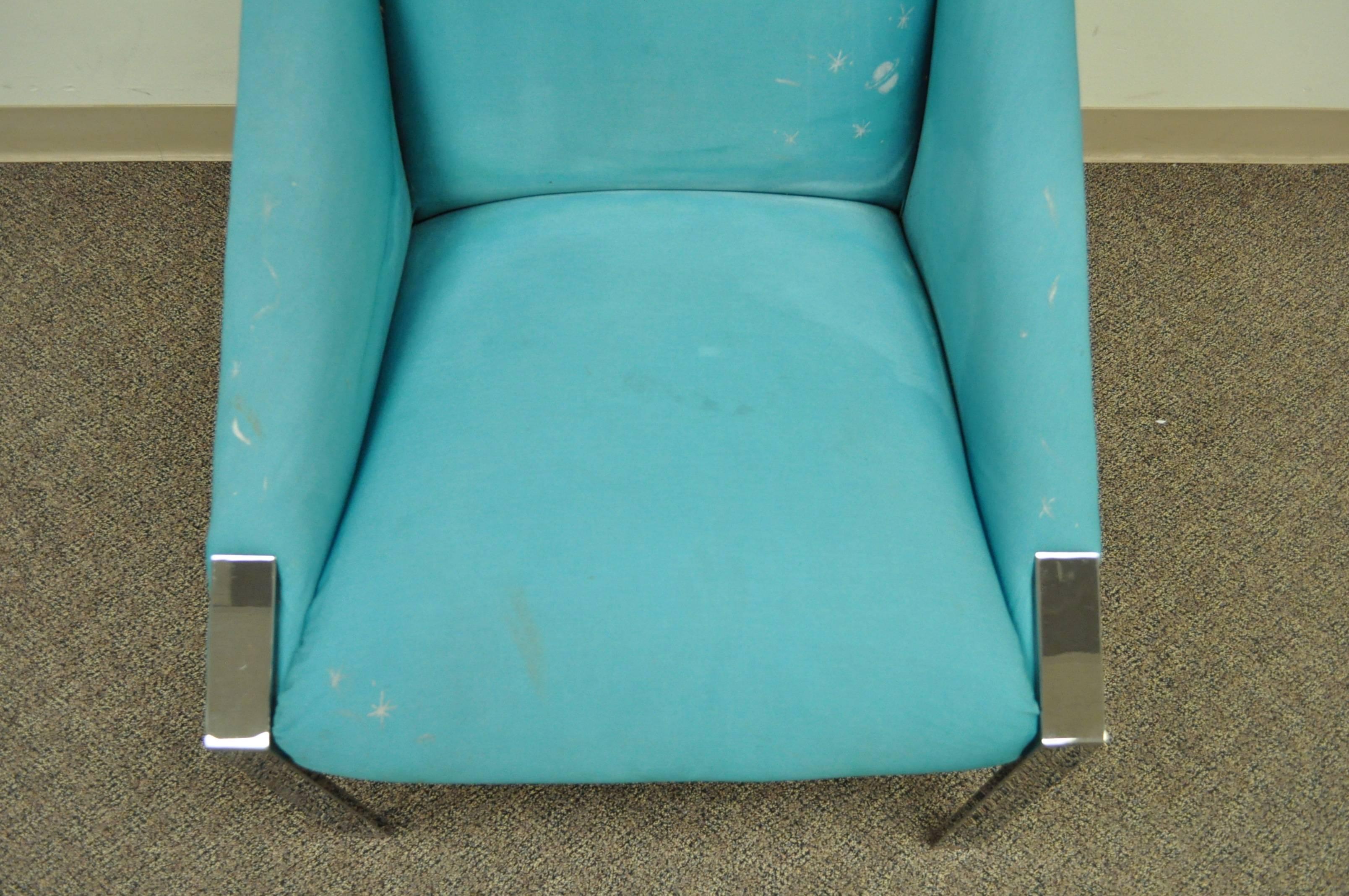 Mid Century Modern Tom Prangley for Directional Chrome Delta Club Lounge Chair  1