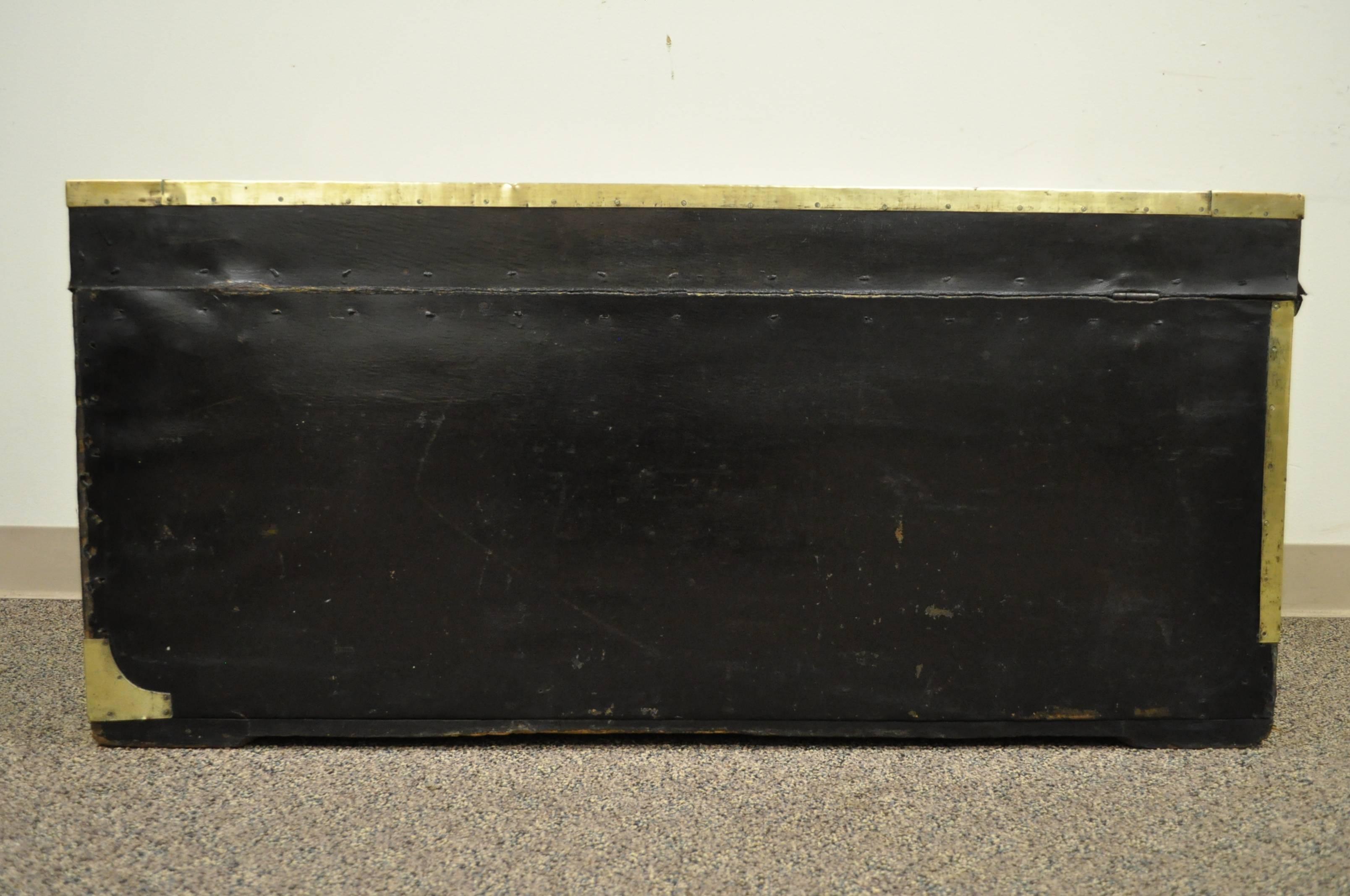 19th Century English Campaign Trunk or Chest of Camphor Wood in Leather & Brass 1