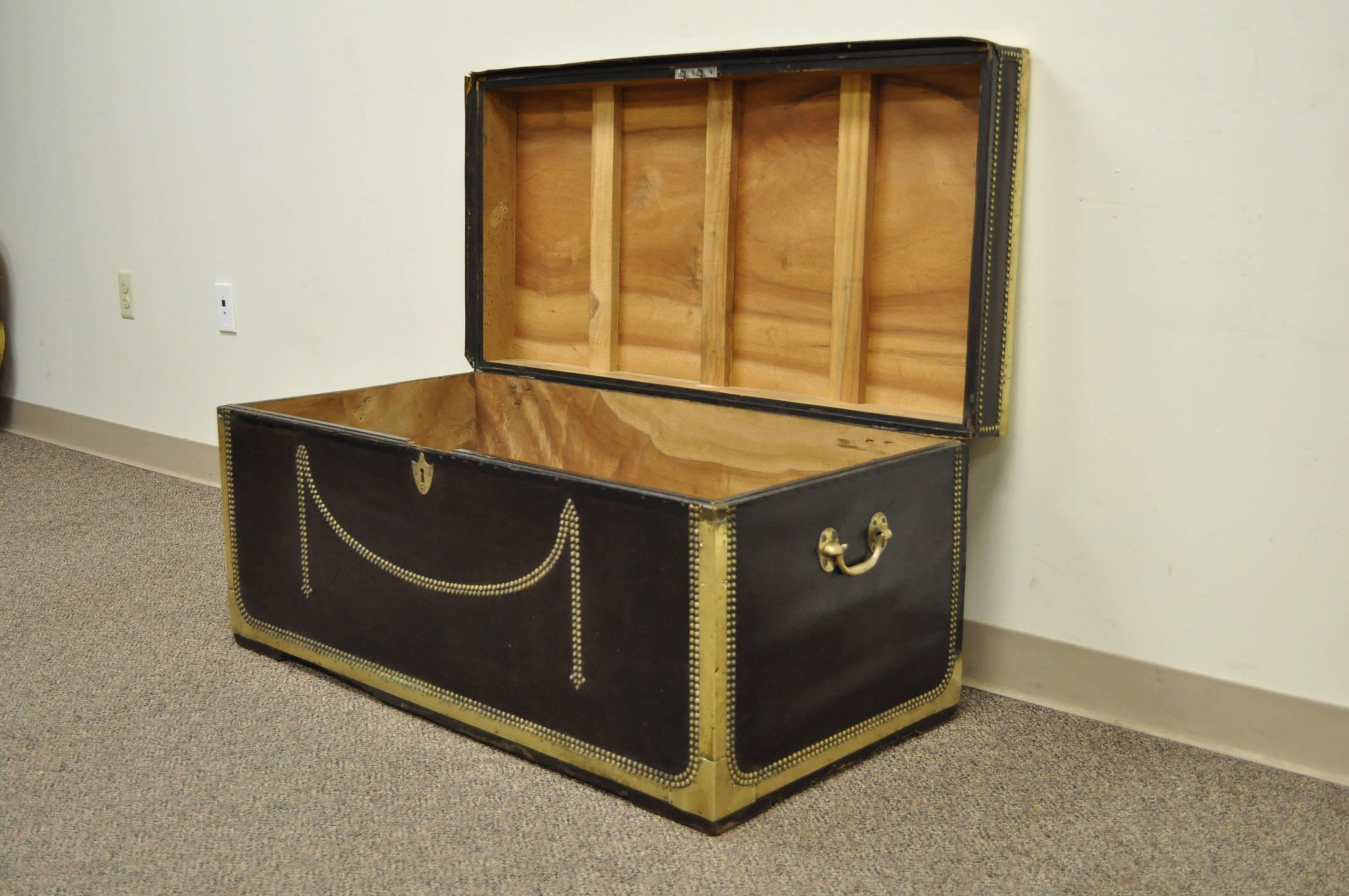 19th Century English Campaign Trunk or Chest of Camphor Wood in Leather & Brass 5