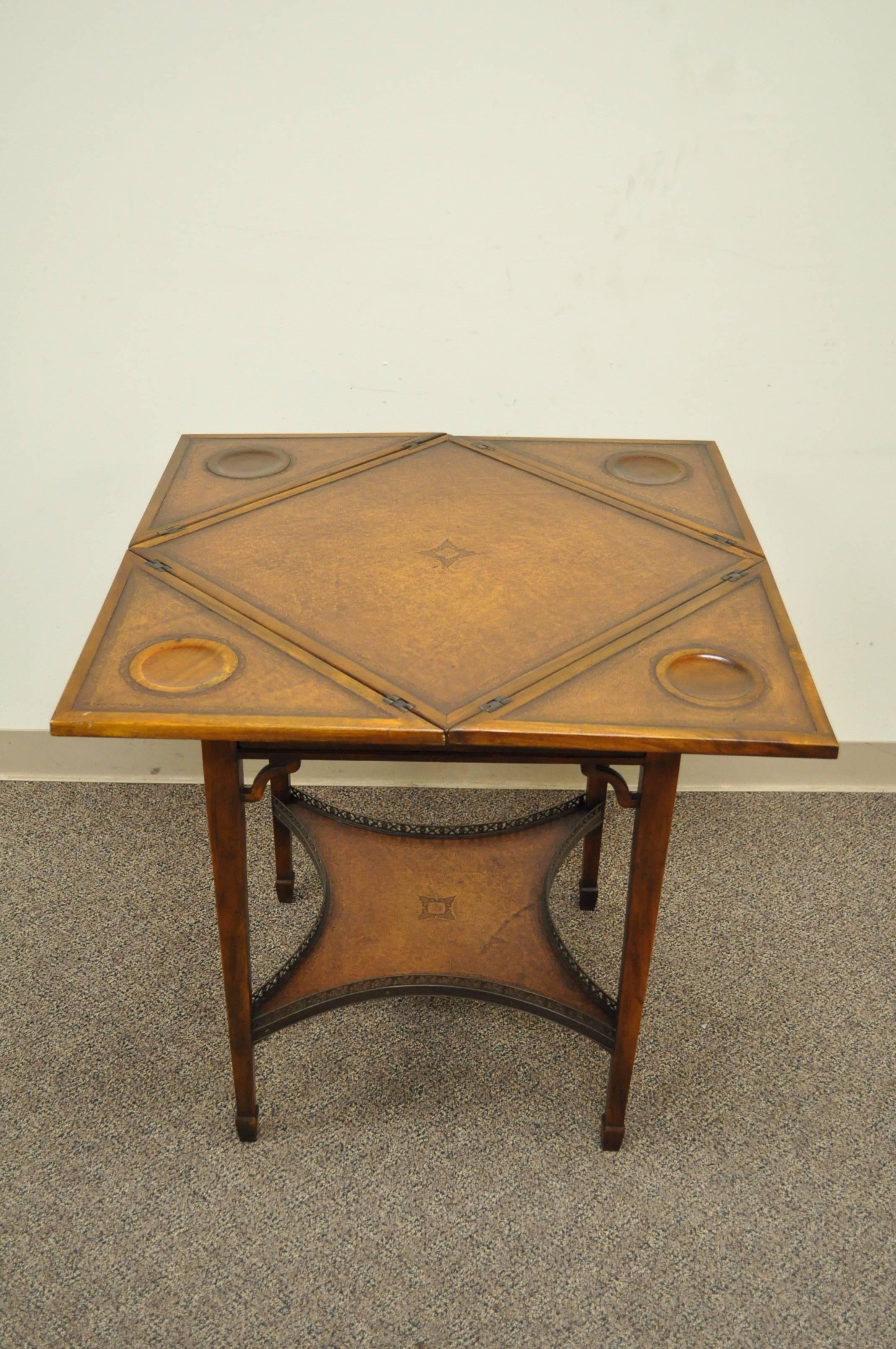leather top card table