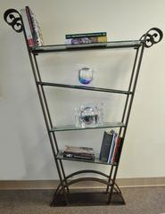Mid-Century Modern Sculptural Artisan Crafted Iron & Glass Ètagerè or Bookshelf