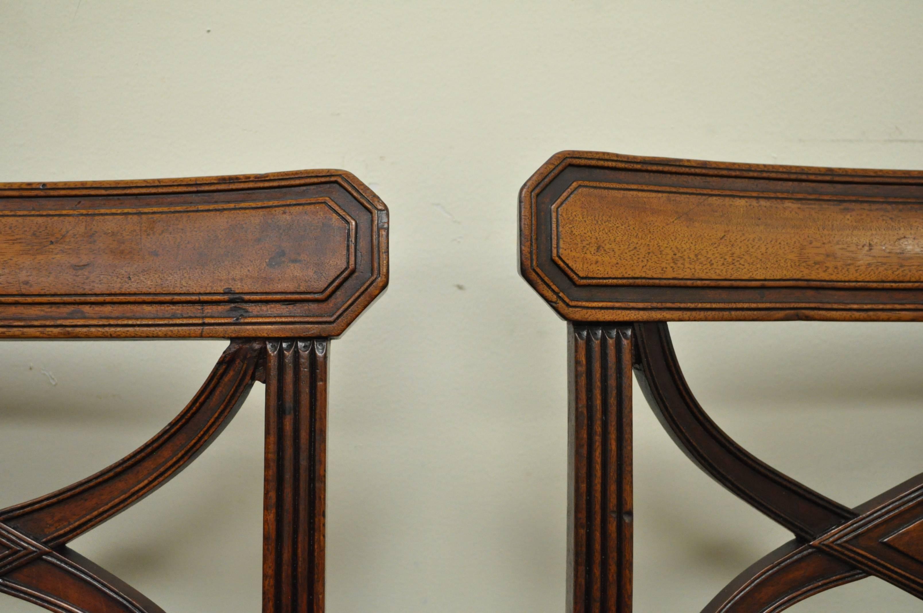 Set of 6 Custom English Regency Carved Solid Mahogany Library Dining Side Chairs 1