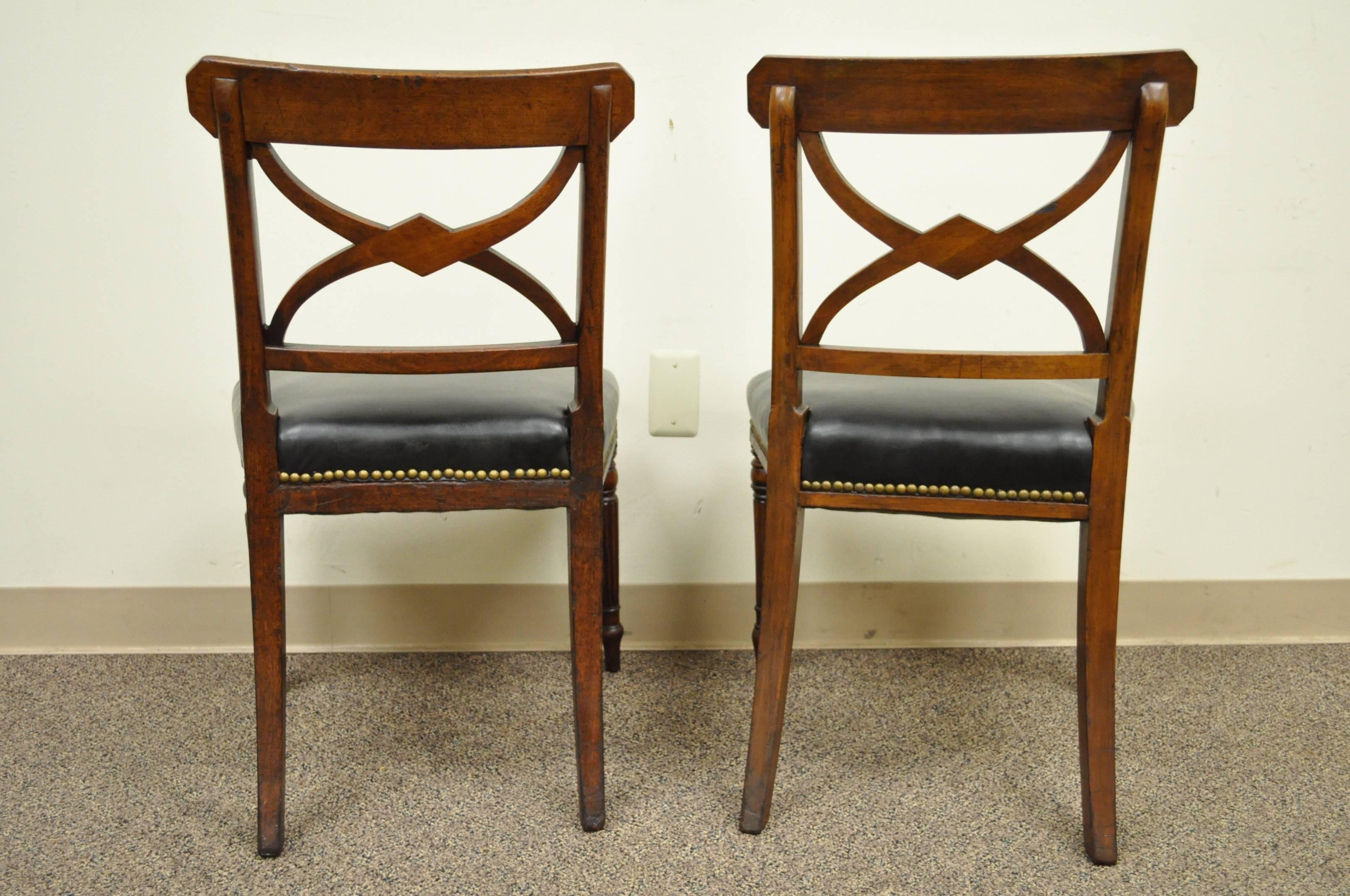 Set of 6 Custom English Regency Carved Solid Mahogany Library Dining Side Chairs 3