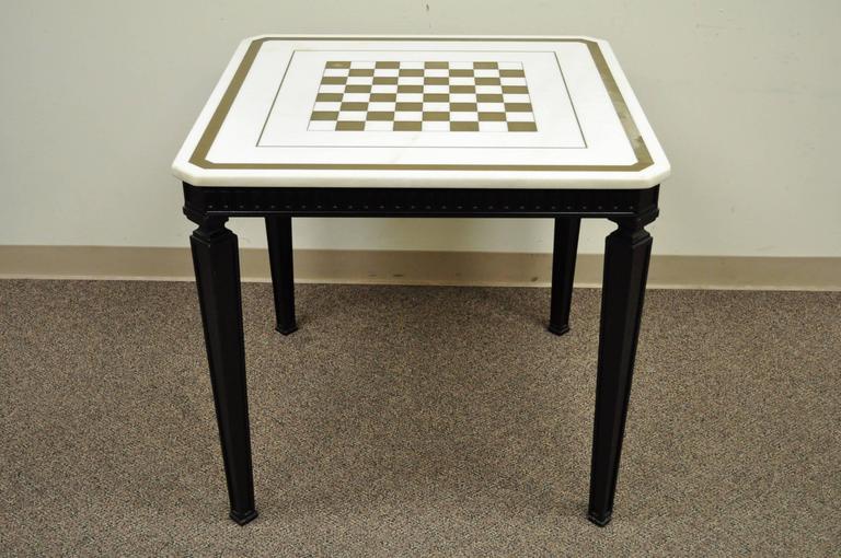1940s Chippendale or III Style MarbleTop Game Table Set with Two Chairs For Sale at 1stDibs