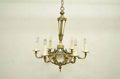 Early 20th Century French Neoclassical Style Bronze Greek Key Chandelier