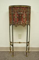 Figural Bronze and Iron Telephone Stand and Chair Attributed Oscar Bach