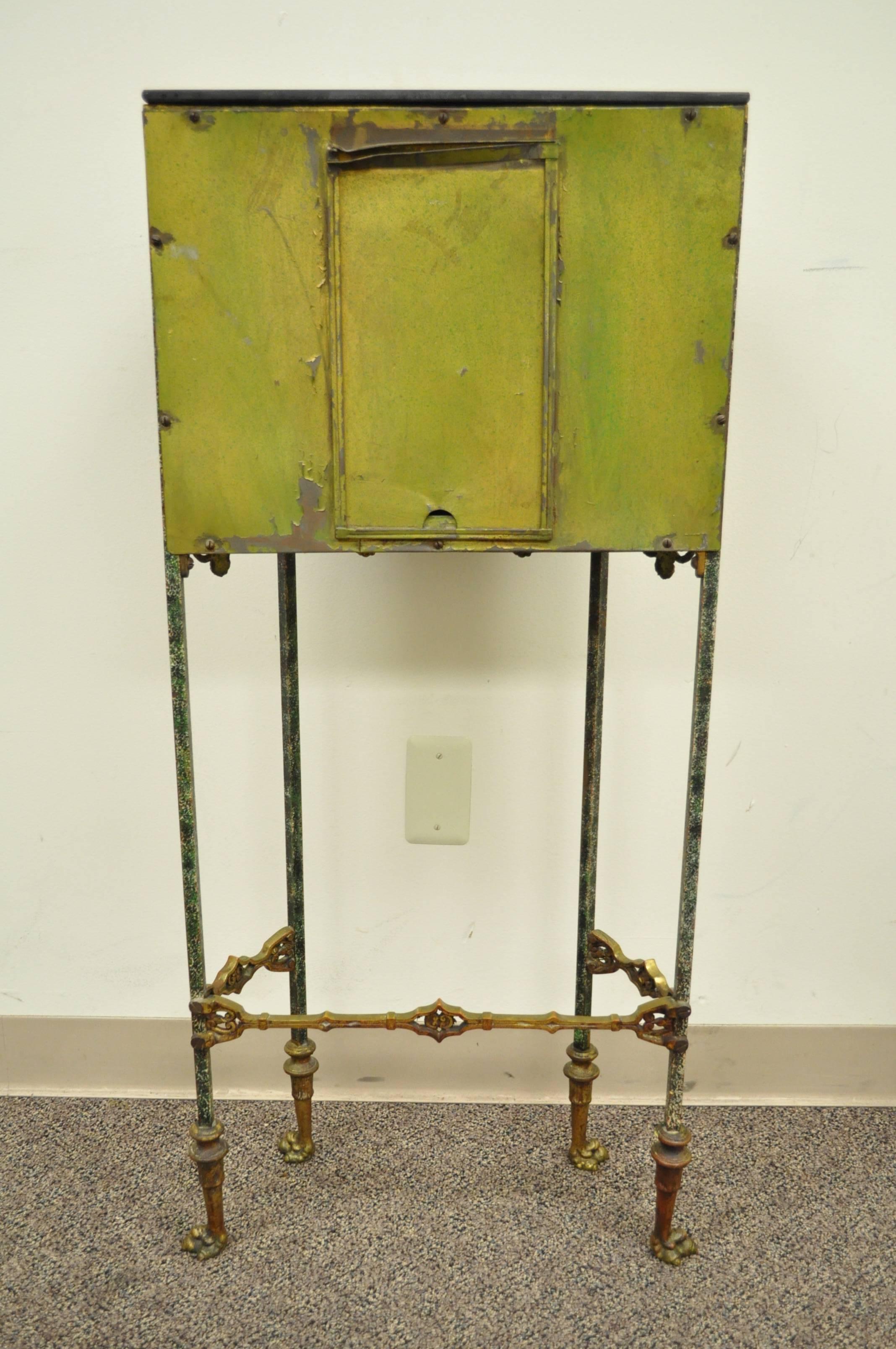Figural Bronze and Iron Telephone Stand and Chair Attributed Oscar Bach 1
