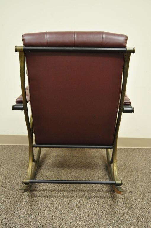 Mid-Century Lee Woodard Tubular Brass Rocking Chair or Rocker in Tufted