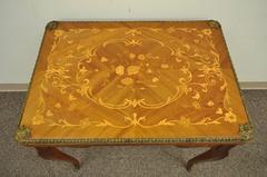 French Louis XV Style Marquetry Inlaid Bronze Flip Top Game or Card Table