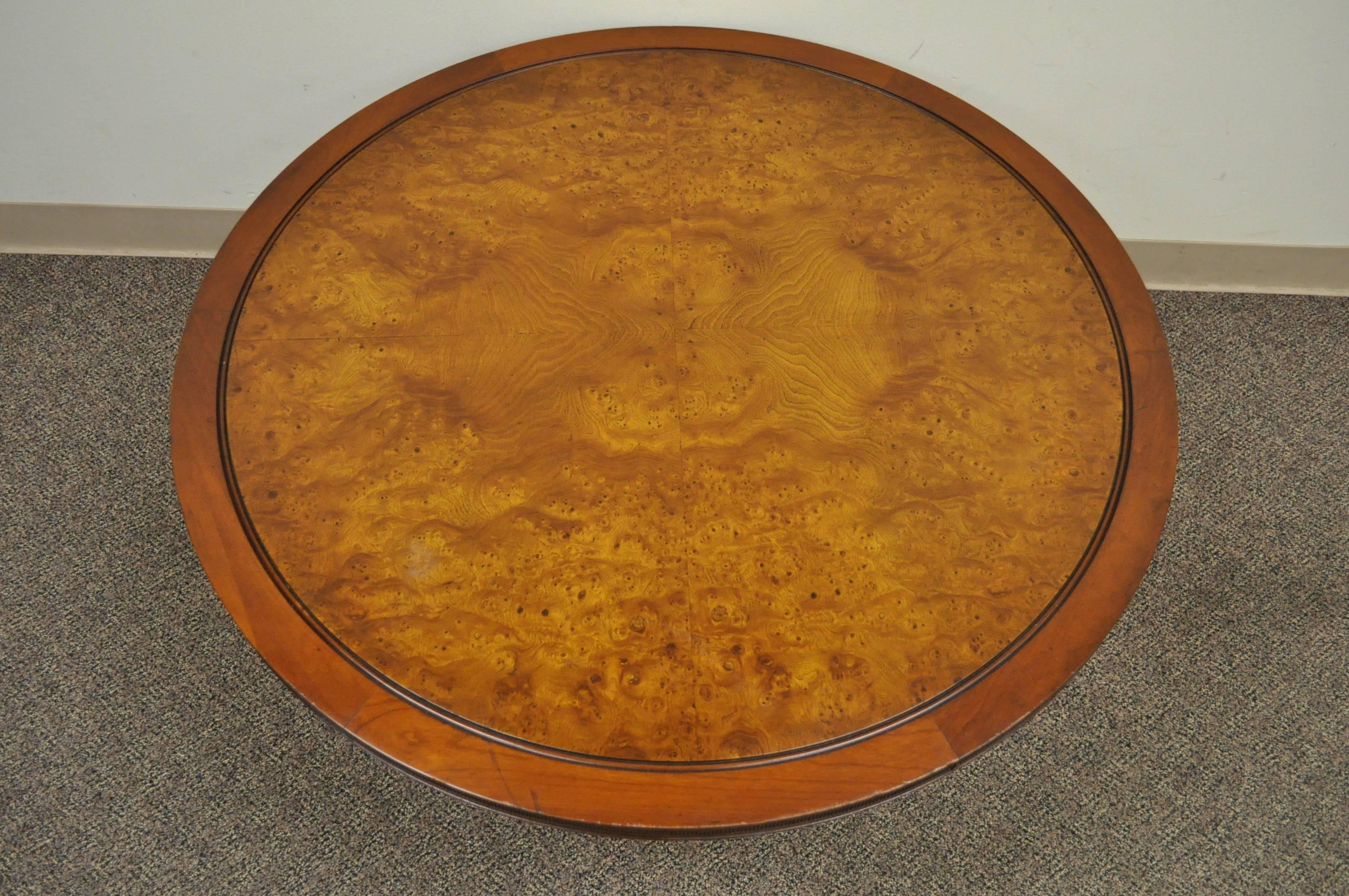 Custom French Neoclassical or Empire Style Cherry & Burl Wood Coffee Table In Good Condition For Sale In Philadelphia, PA