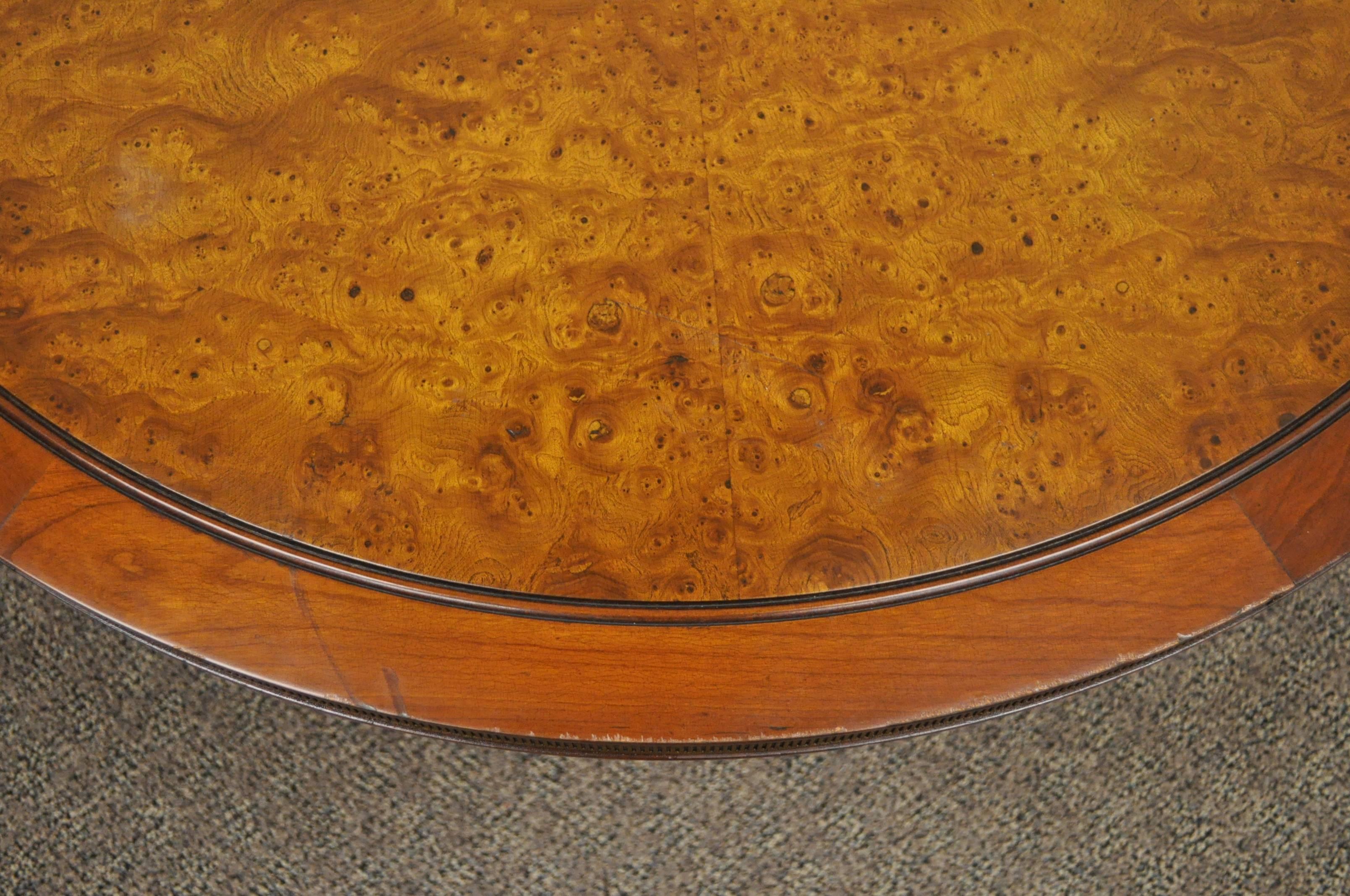 Bronze Custom French Neoclassical or Empire Style Cherry & Burl Wood Coffee Table For Sale