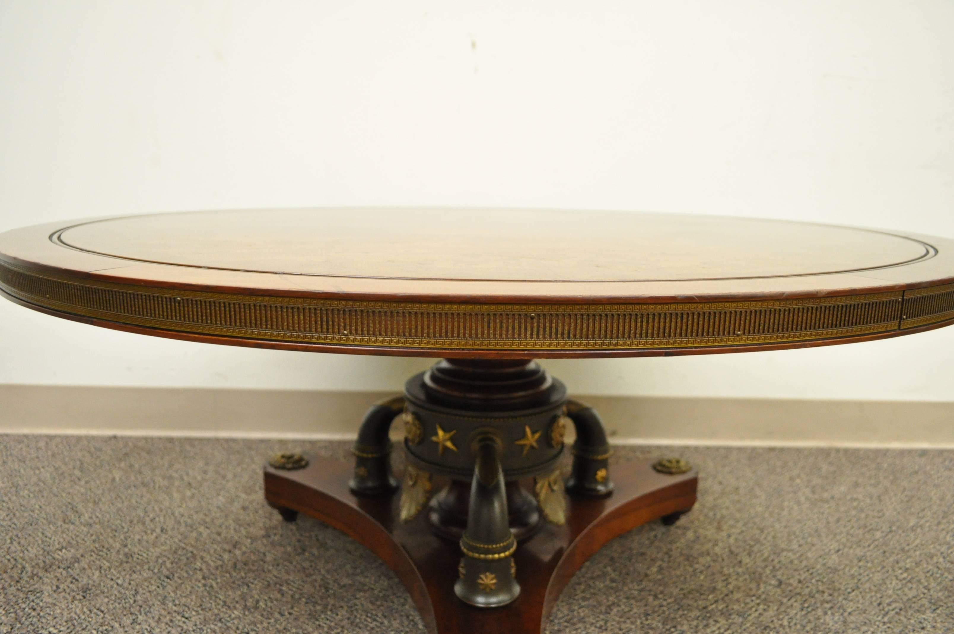 Inlay Custom French Neoclassical or Empire Style Cherry & Burl Wood Coffee Table For Sale
