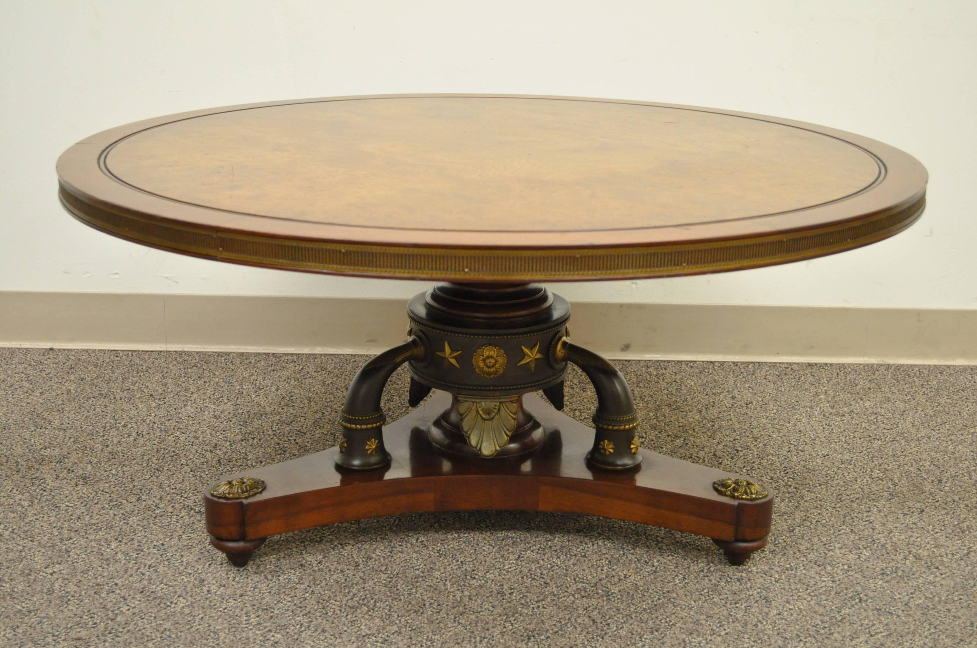 Custom French Neoclassical or Empire Style Cherry & Burl Wood Coffee Table For Sale 3