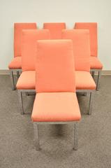 Set of 6 Chrome Parsons Style Dining Side Chairs Attributed to Milo Baughman