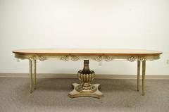Vintage Hollywood Regency Silver Leaf Burl Wood Expanding Dining or Center Table
