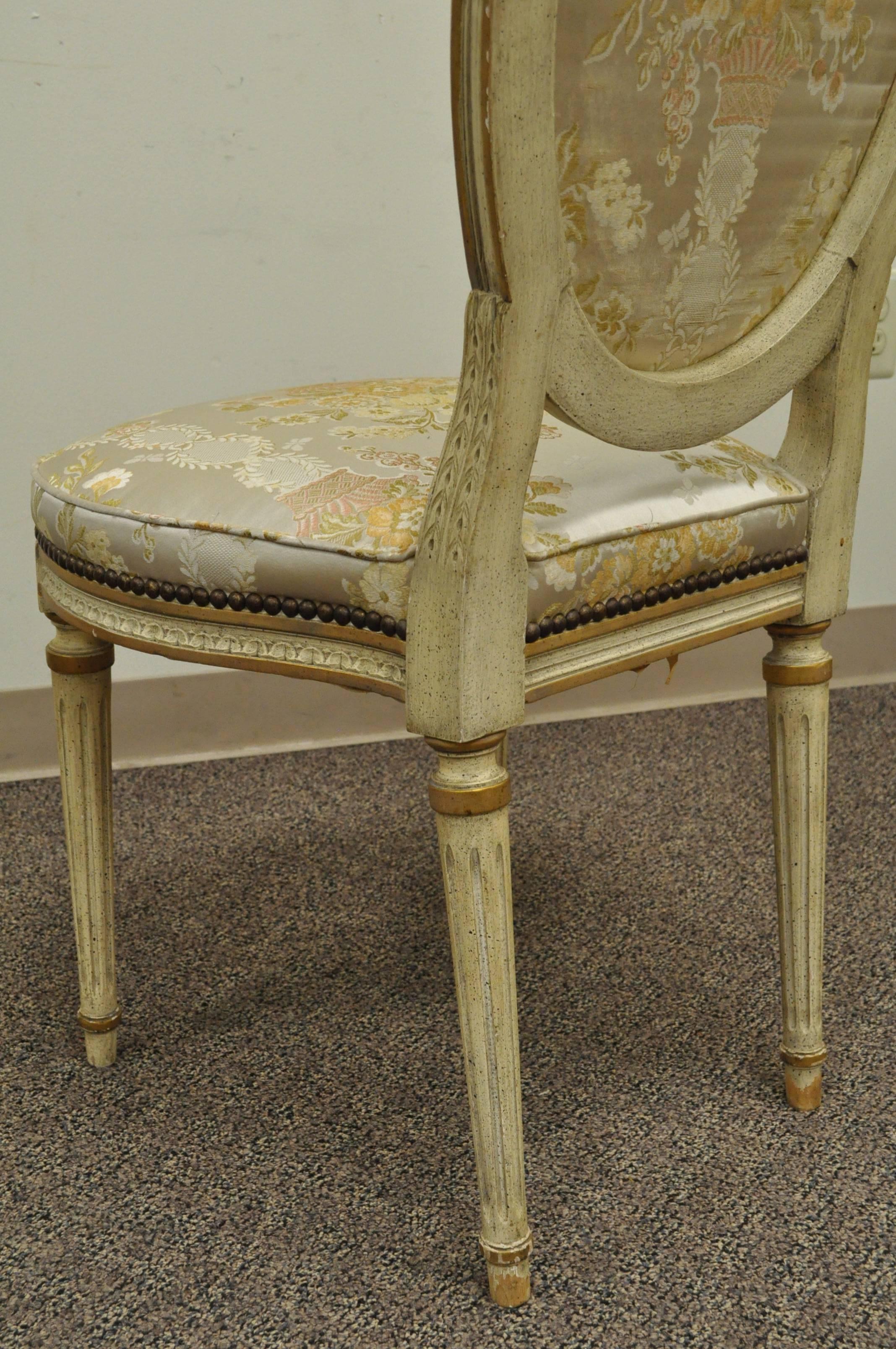 Set of 6 French Louis XVI Style Medallion Back Dining Room Side Chairs 2