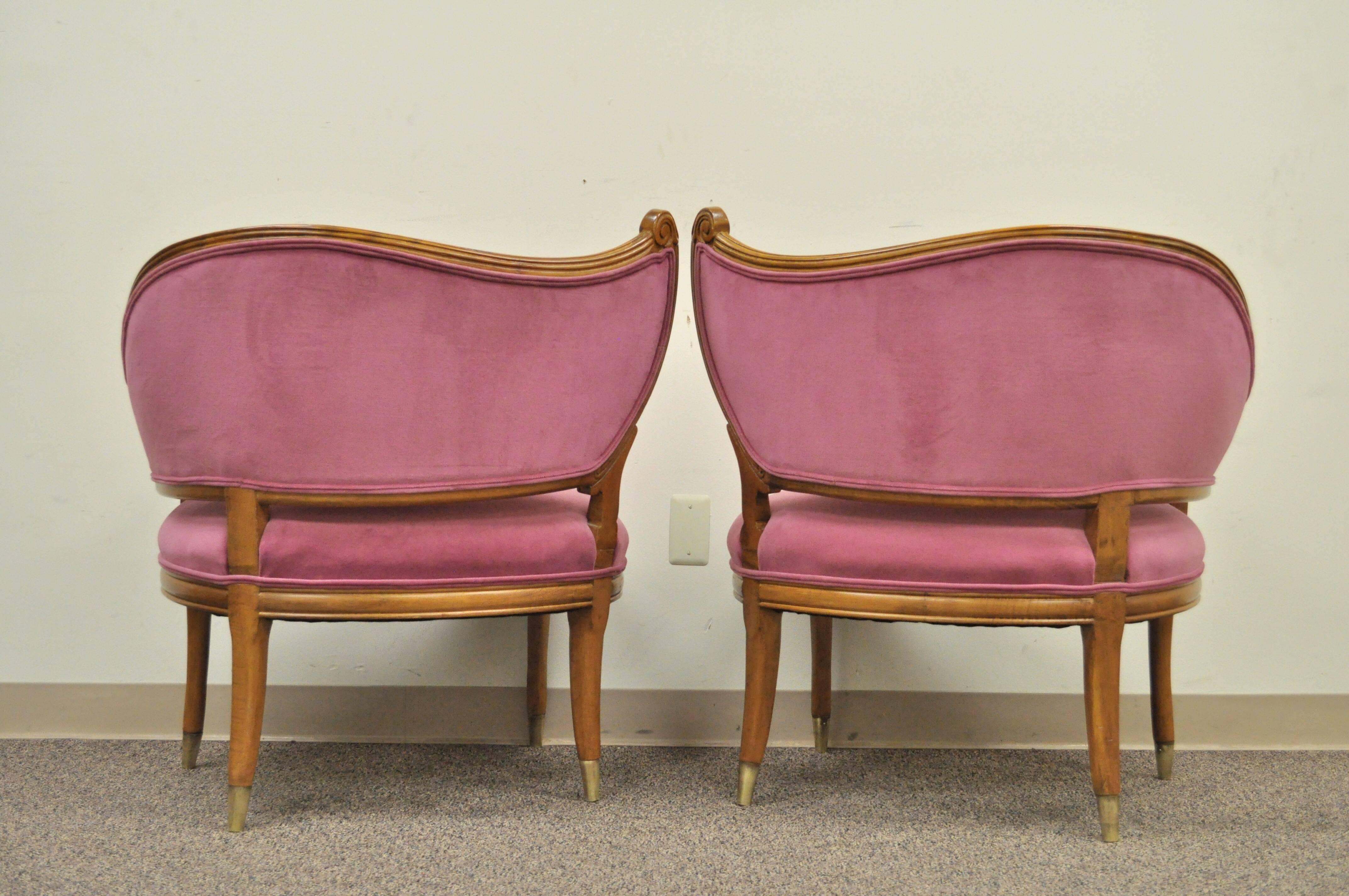 Pair of Hollywood Regency Fireside Parlor Chairs Attributed to Grosfeld House 4