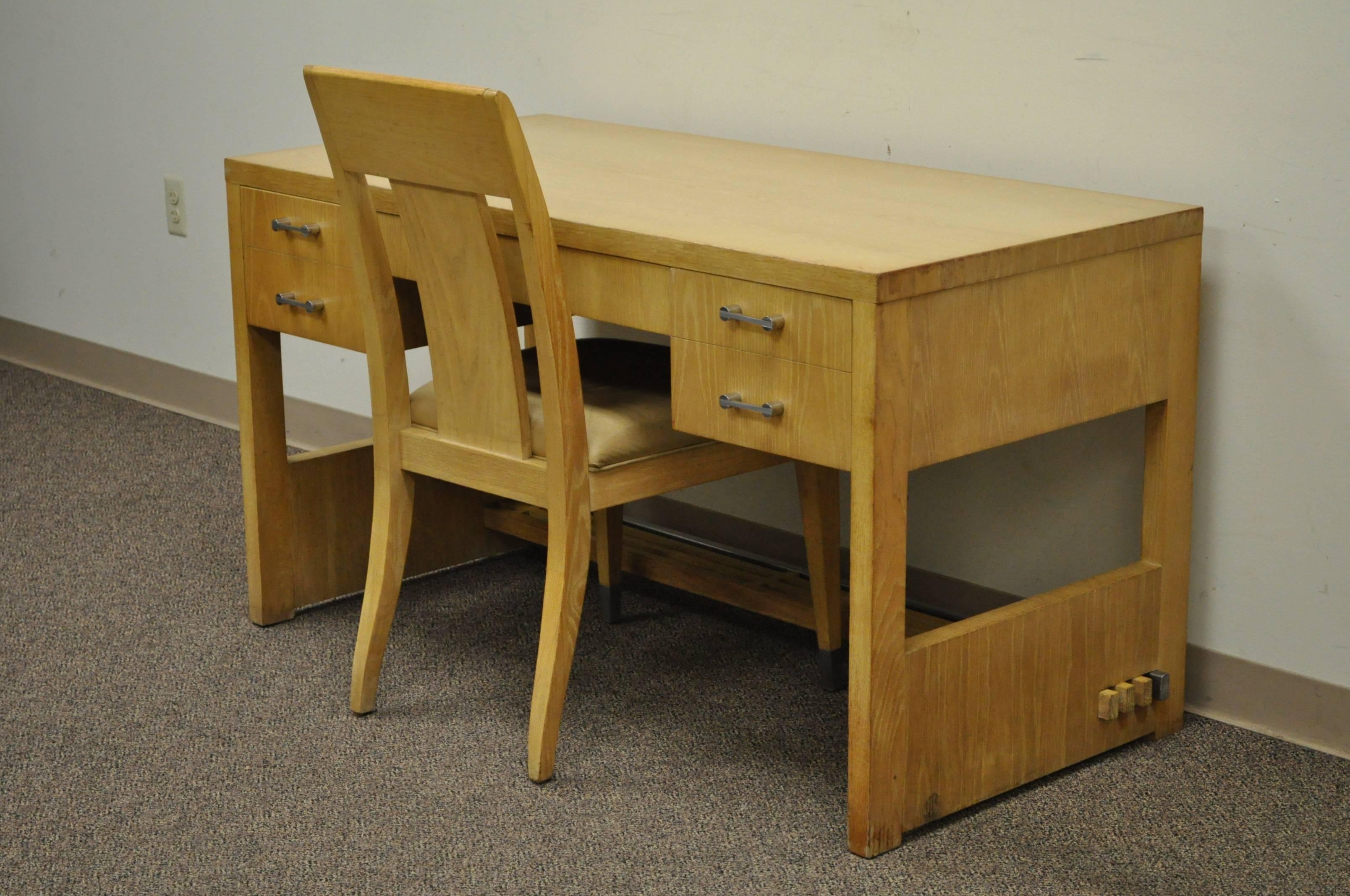 Mid-Century Modern Cerused Oak Desk and Side Chair by Jay Spectre for Century For Sale 4