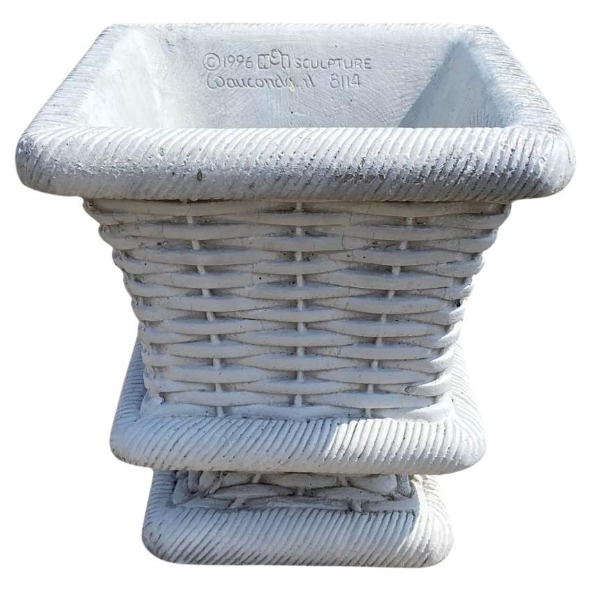 Petit panier tressé vintage de style campagnard anglais, jardinière de jardin d'extérieur