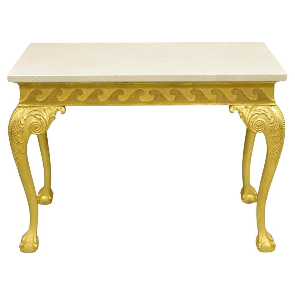 English George II Style Gold Giltwood Ball and Claw Foot Console Hall Table