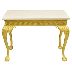 Vintage English George II Style Gold Giltwood Ball and Claw Foot Console Hall Table